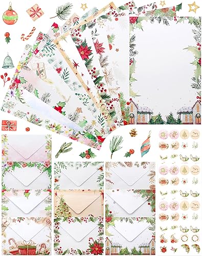 Miniatura 10 de Juego de papel de papelería de 160 piezas, incluye 50 sobres a juego, 50 papeles de escritura de papelería de un lado, 60 calcomanías de punto