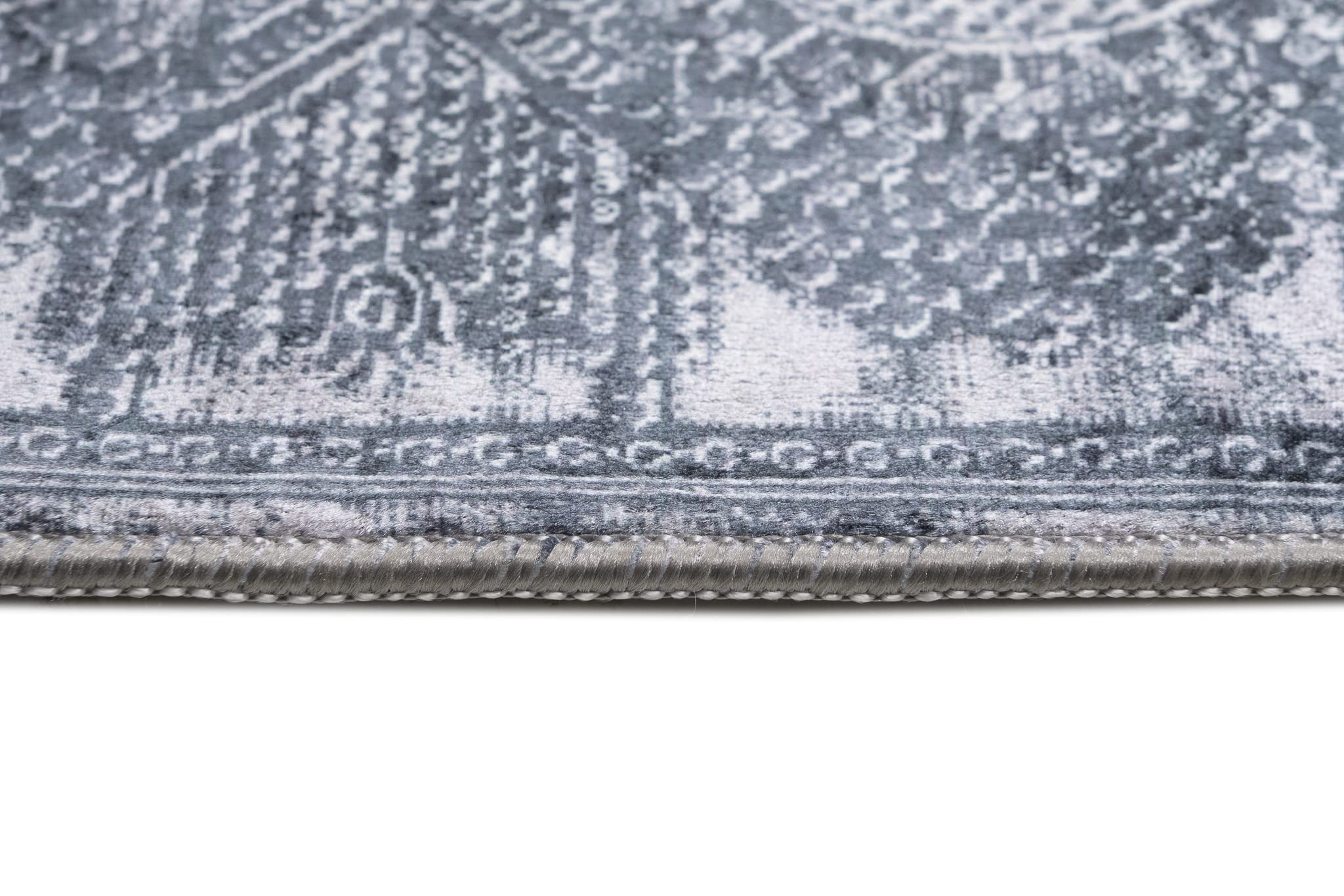 TAPISO Victoria Tappeto Antiscivolo Lavabile Pelo Corto per Soggiorno Camera da Letto Salotto Sala Design Moderno Orientale Astratto Ornamenti Grigio Sfumato 120 x 170 cm