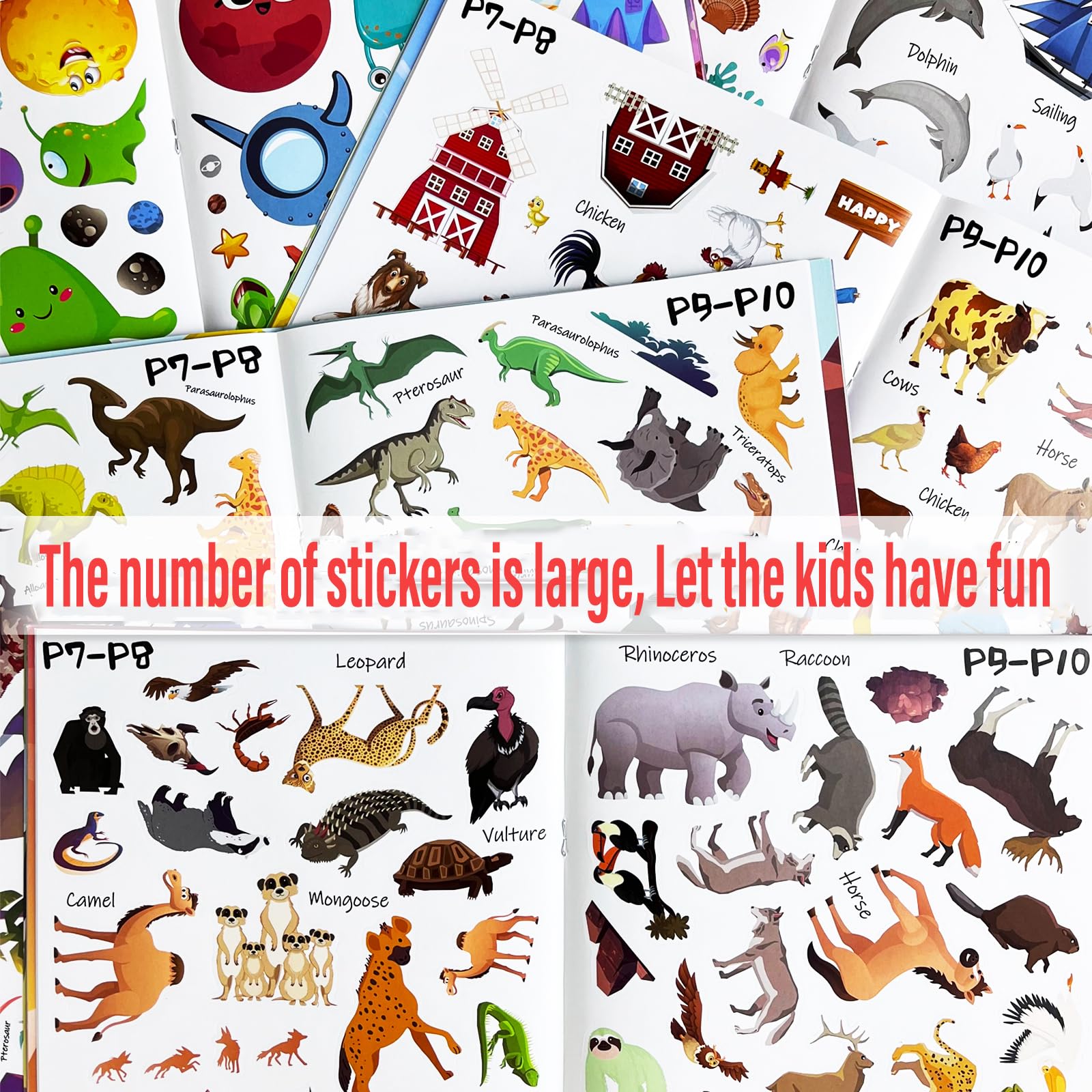 Libro di adesivi per bambini – 1310+ dinosauri Park & Animal Habitat – Side by Side Sticker Activity Book – Scene divertenti libri adesivi riutilizzabili – Ideale per ragazzi e ragazze dai 2