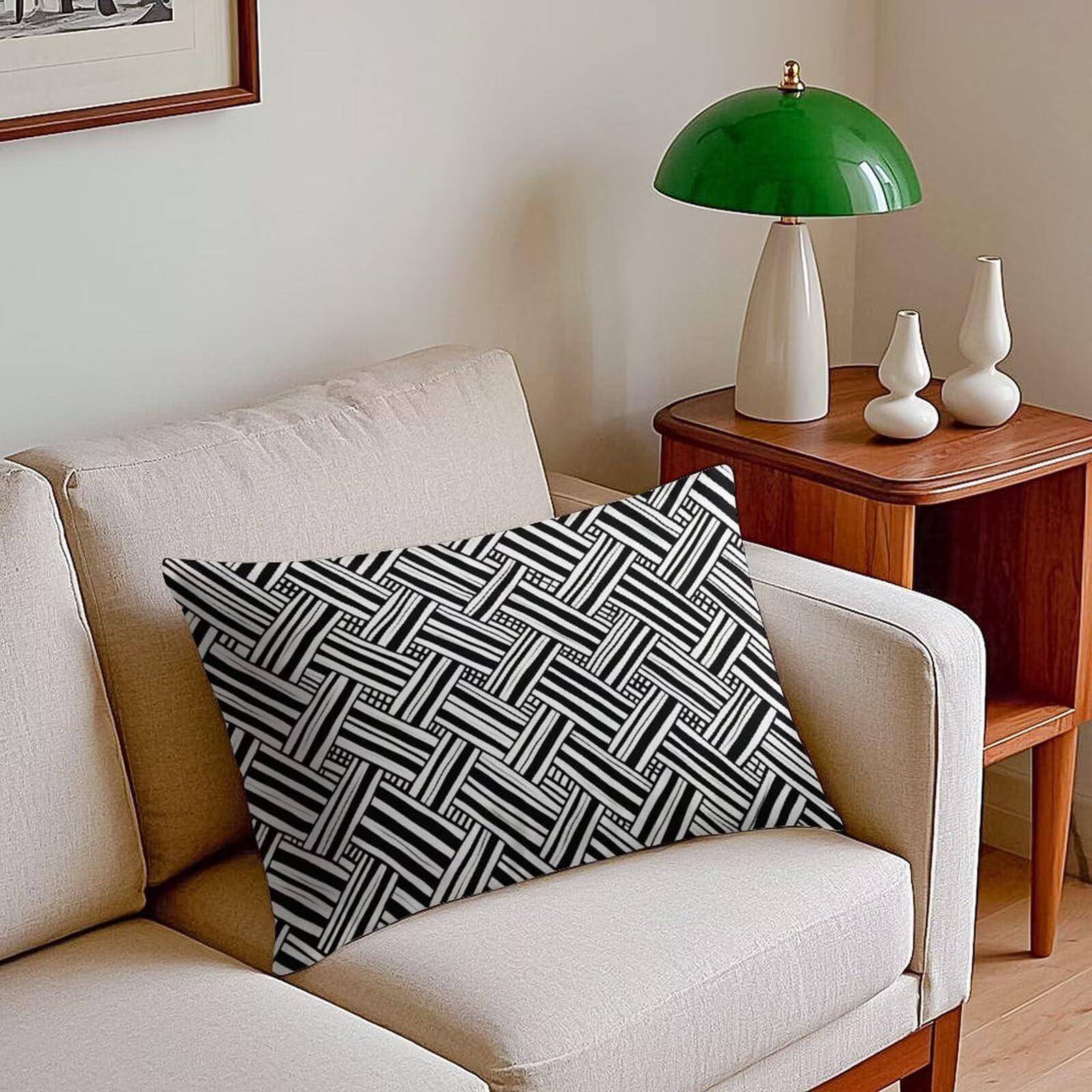 2et Set Kissenbezug 40x70 cm Outdoor Kissen Schwarz Wasserdichte Sofakissen Zierkissen Dekokissen Wasserfest Kissenbezüge Weiß CouchKissen Kissenhüllen Pillow Case für Garten Sofa Outdoor (XY357)