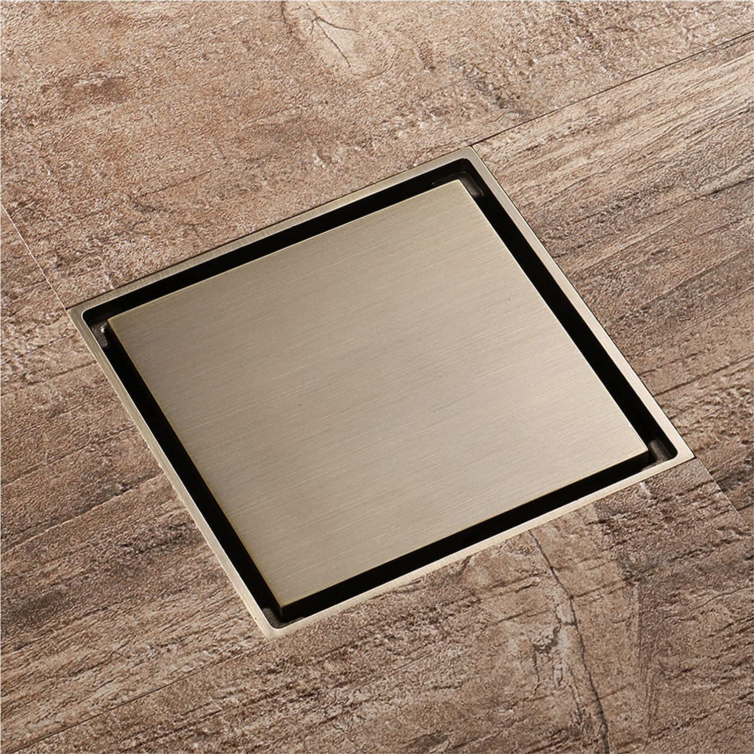 GLJTUO Shower Floor Drain Bathroom Tile Insert Floor Drai Square 4 Inch Brass Drain Floor Drain with Removable Cover Grate & Hair Strainer, Deodorant Floor Drain for Bathroom Ki,Onecolor