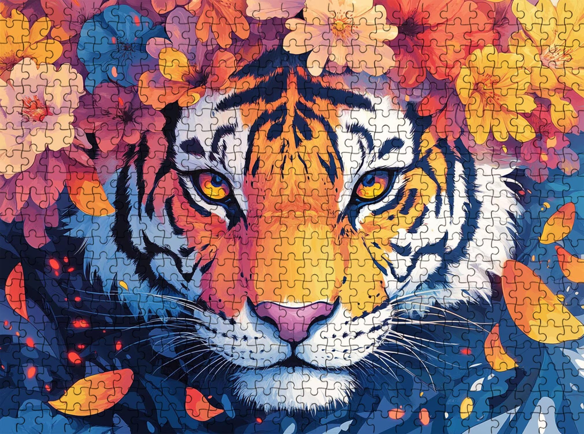 Lindo Tigre-2 Puzzle de 1500 Piezas, Juego de Mesa Familiar de Madera - Rompecabezas Adultos para Toda La Familia, Rompecabezas Educativo DIY y Antiestrés - con Mapa de Referencia, 87 x 57 cm f0-566