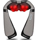 Blue Elf Shiatsu Electric Neck Back Massager Pillow 3D Kneading with Heat for Shoulder, Lower Back, Foot, Leg Muscles Pain Relief Relax in Car Office and Home (Gray)