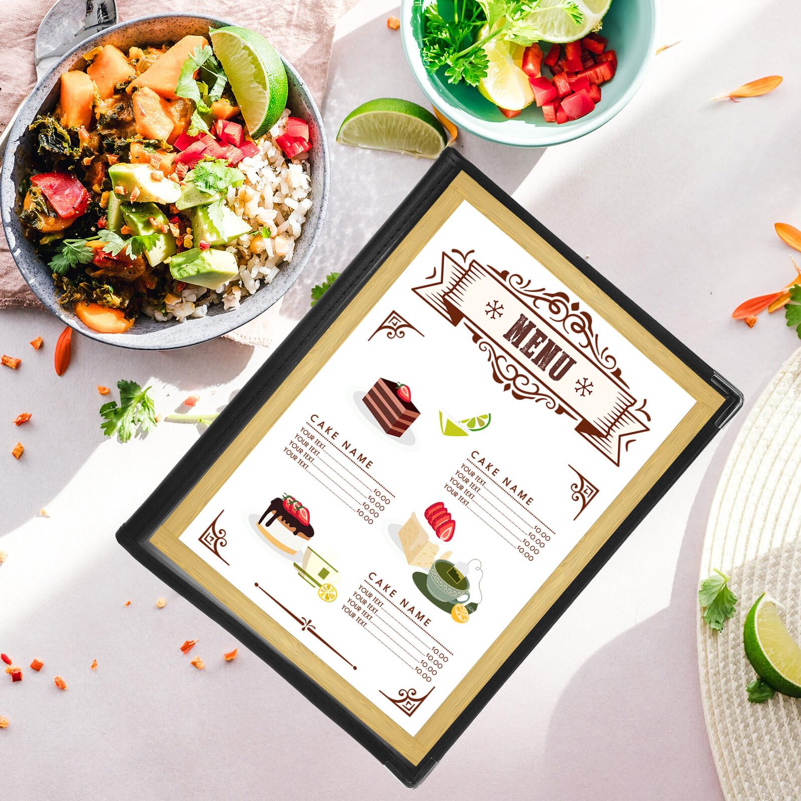 Porta Menù Trasparente 6 Pagine Cartelle Menu Ristorante in Pvc Resistente per Carta Vini e Bevande Uso Professionale Horeca