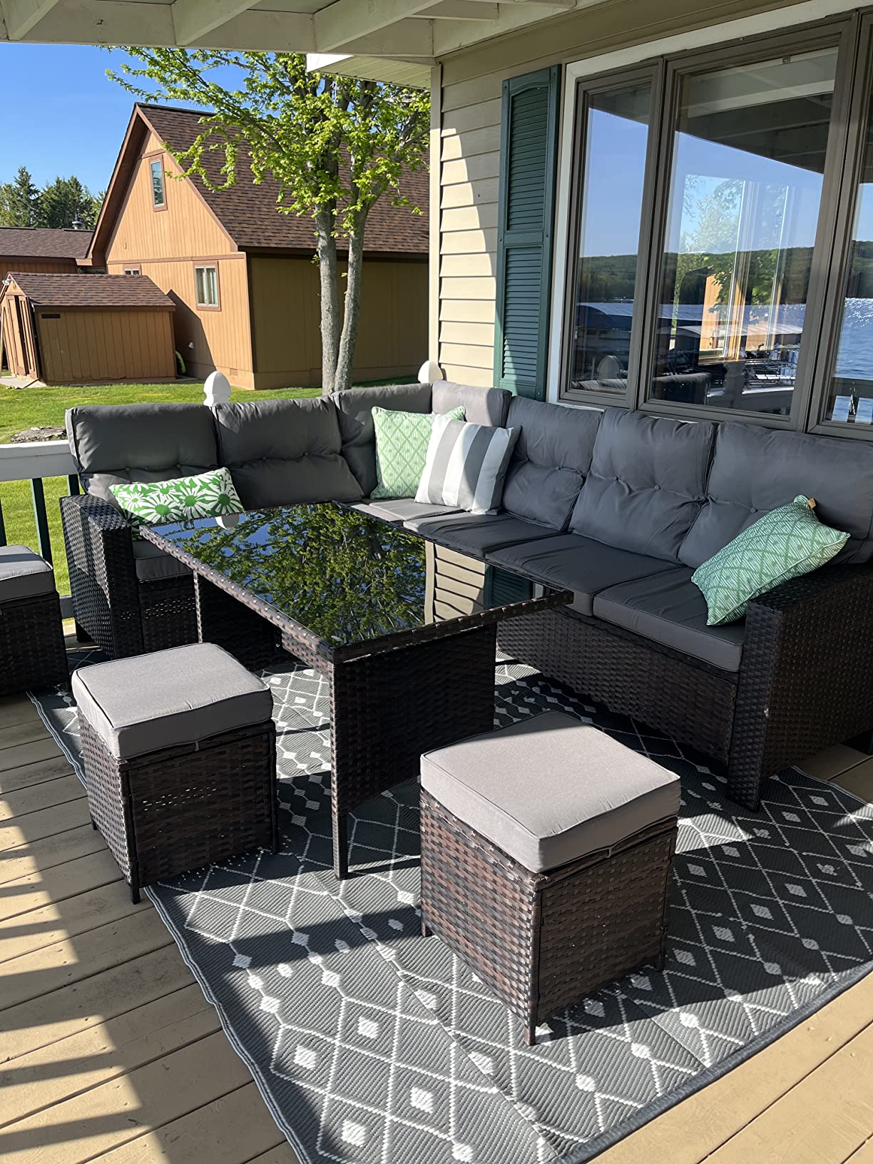 23/mo Finance Delnavik 7 Piece Patio Furniture Set, Wicker Sofa