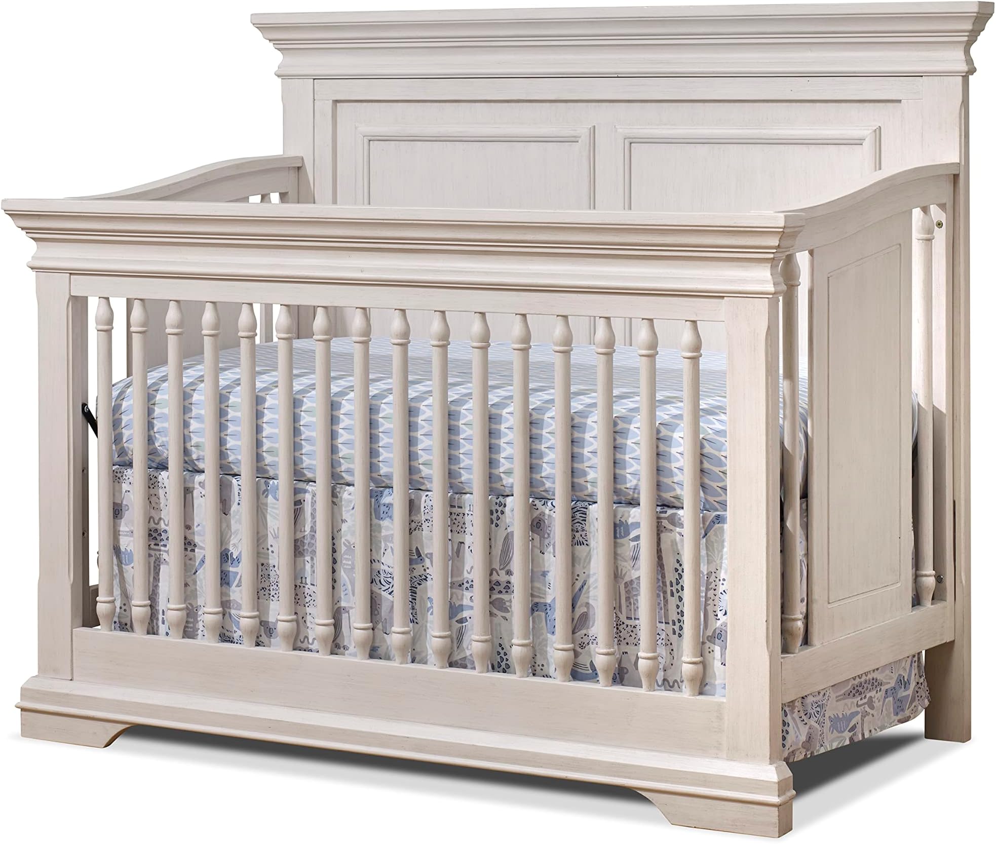 Furniture Portofino Crib,Classic 4-In-1 Convertible Crib,Brushed Ivory Crib Made of Wood,Non-Toxic Finish, Wooden Baby Bed,Toddler Bed,Child’s Daybed and Full-Size Bed-Ivory