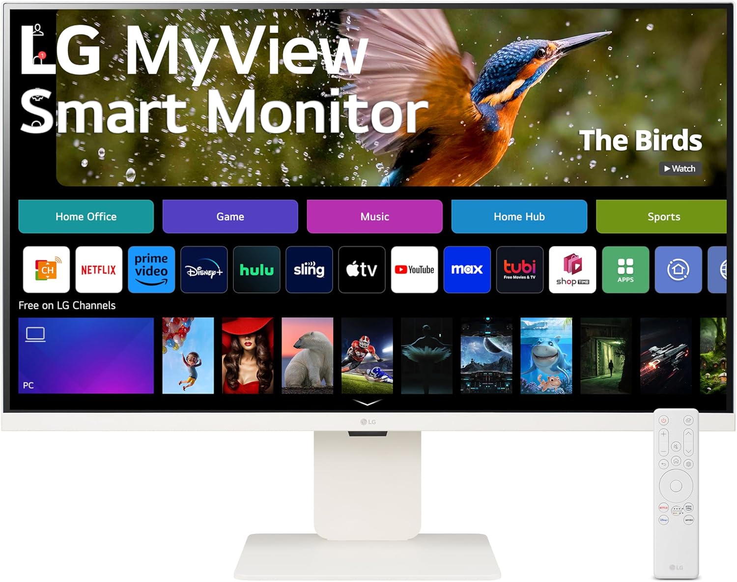LG MyView 4K Smart Monitor 32SR83U, 32 Inch, 4K UHD IPS Panel, Built in Speakers, Wifi & Bluetooth Connectivity, webOS Smart TV Apps with Remote Control, HDMI, USB-C, White