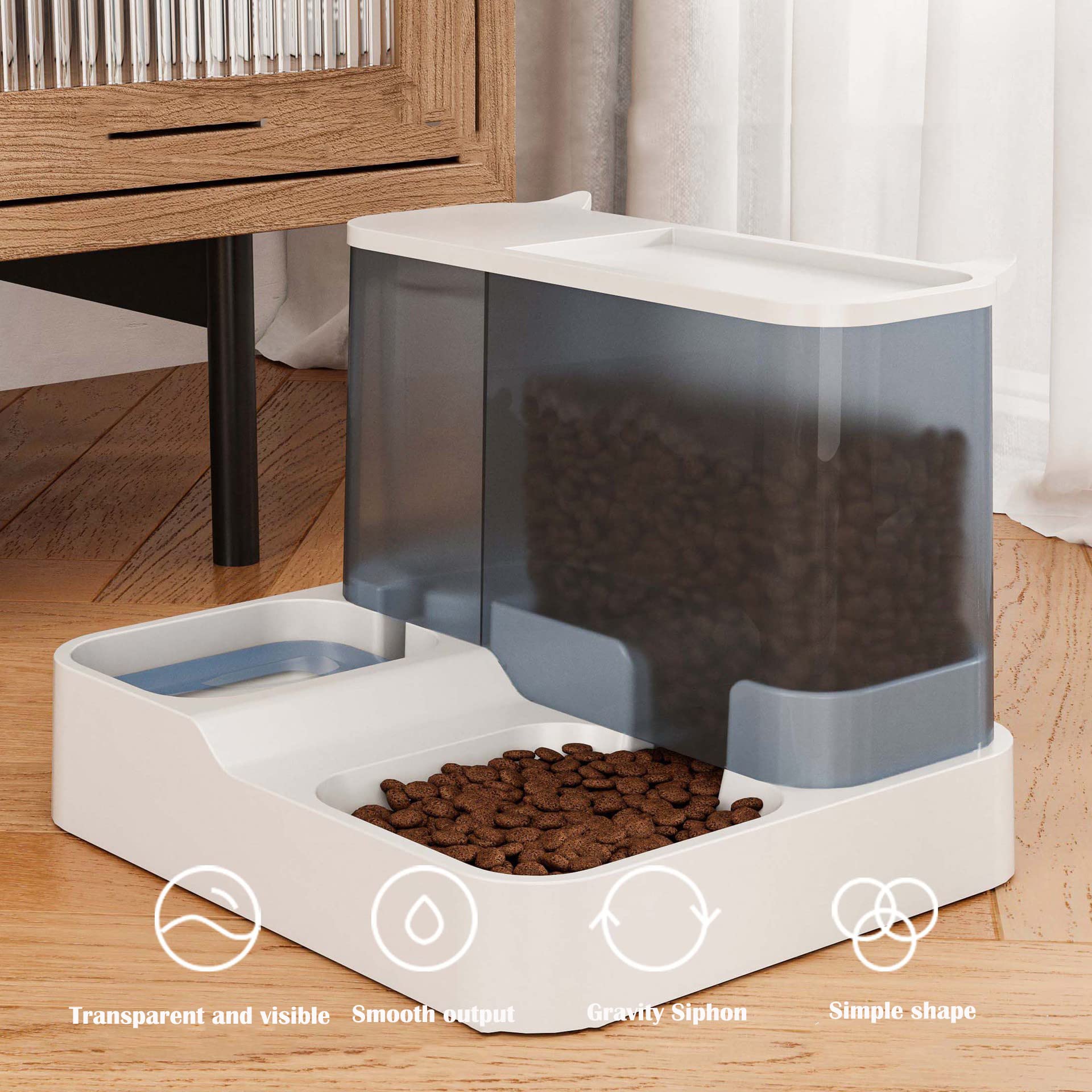 Futterautomat mit großer Kapazität for Katzen, Wasserspender, Nass- und Trockentrennung, Hundefutterbehälter, Trinkwassernapf, Heimtierbedarf (Color : A)