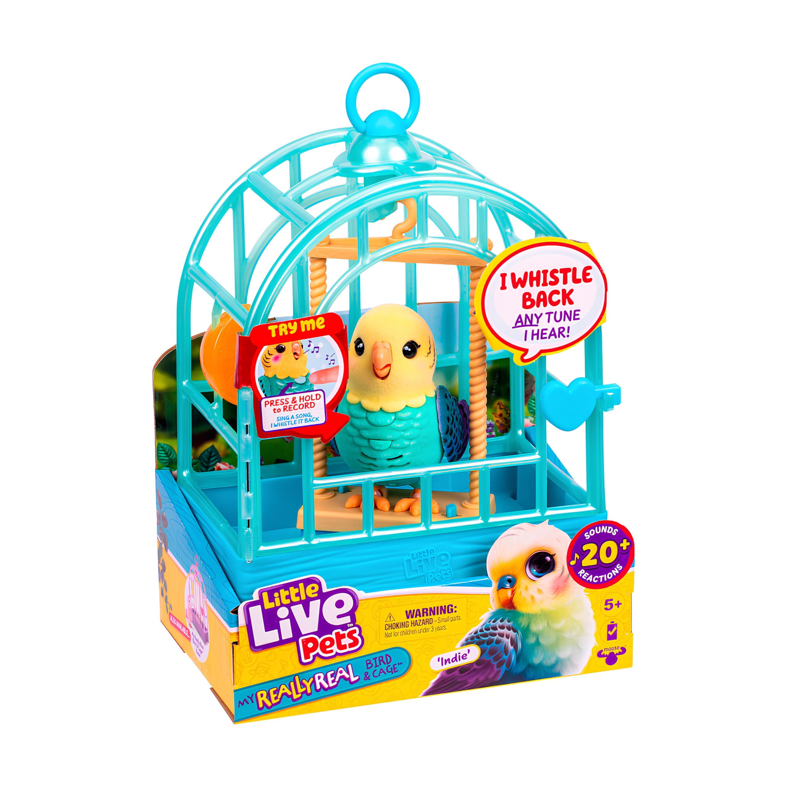 Juguete y jaula Little Live Pets My Really Real Talking Bird, juguete  independiente e interactivo que repite la voz, más de 20 sonidos y  reacciones,