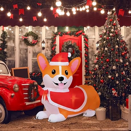Kitticcino 4 Ft Christmas Corgi Inflatables