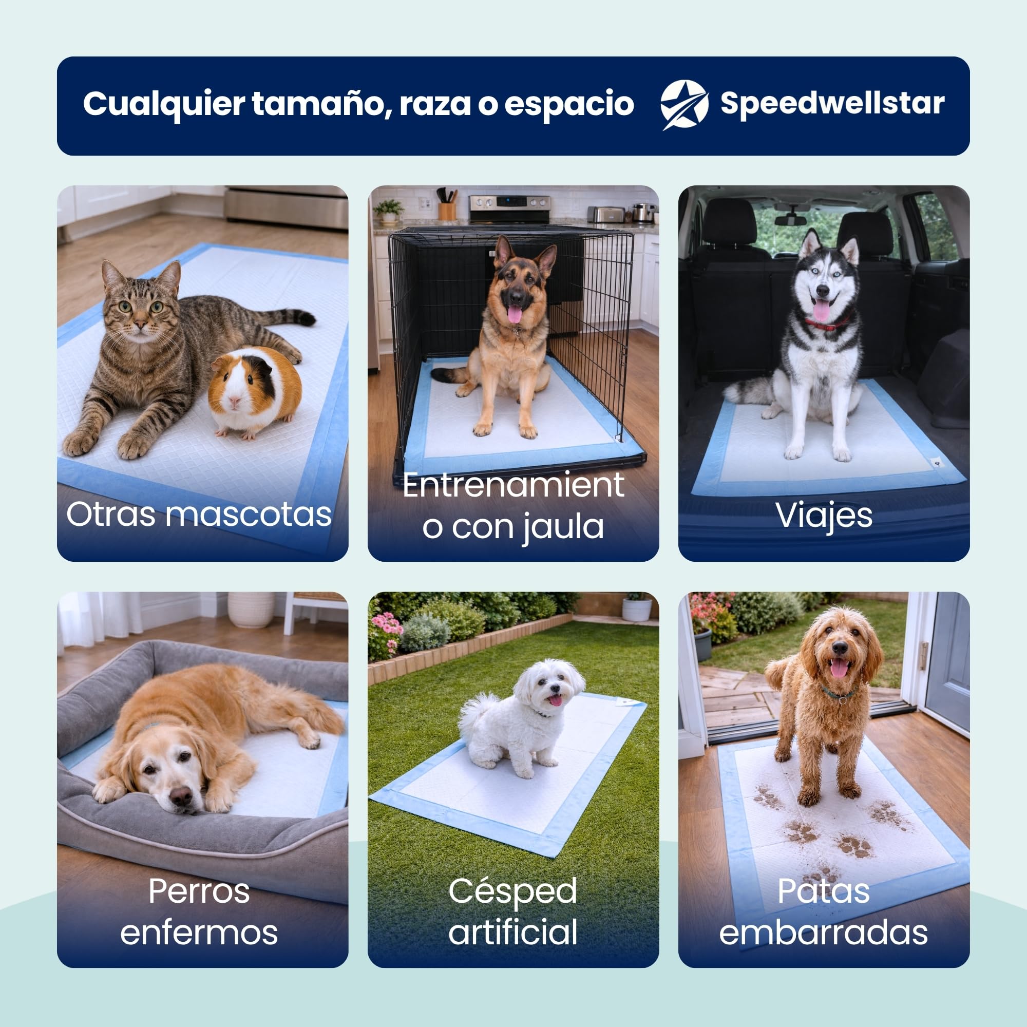 Empapadores Extra Grandes para Cachorros y Perros 150 x 80 cm 2300 ml Impermeables, de Secado Rápido y Antideslizantes, Alfombrillas Higiénicas para Perros y Mascotas Paquete de 120 de Speedwellstar