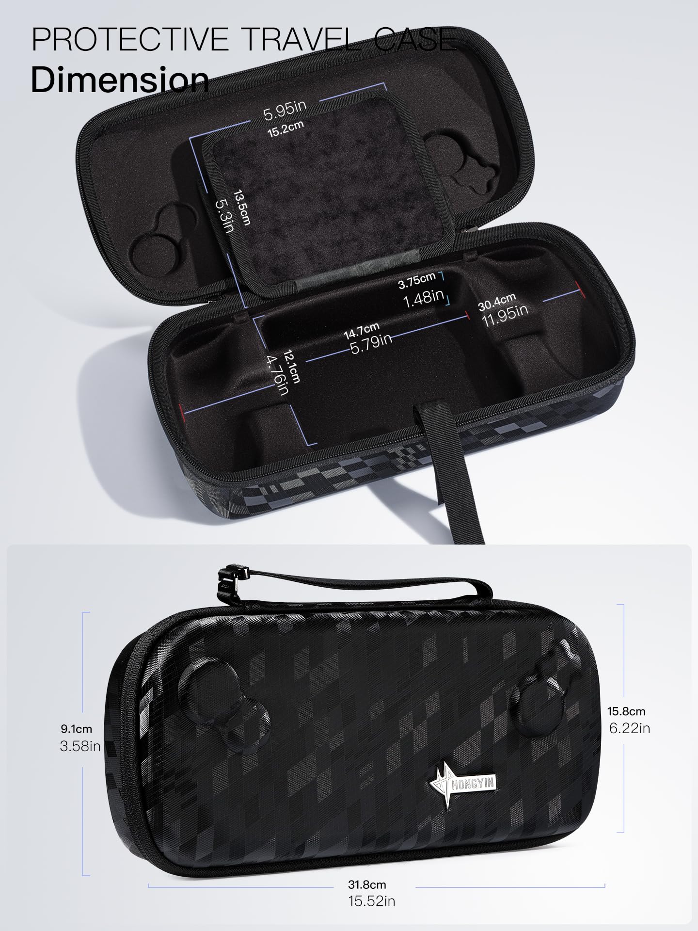 UYIYE Custodia da trasporto per Xbox Ally/Xbox Ally X (2025) a due piani, guscio rigido protettivo, borsa da viaggio portatile a doppio strato adatta per adattatore, cavo e accessori nero grigio