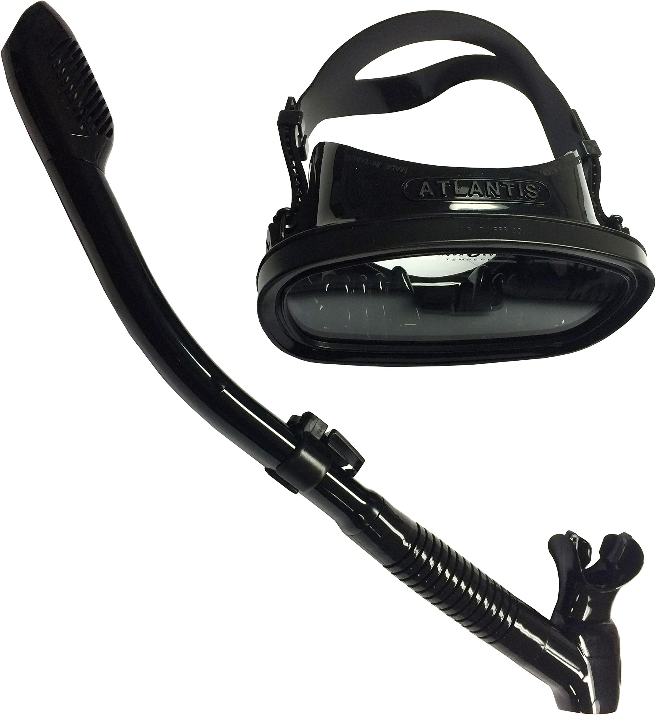Aqua Lung Atlantis Single Lens Dive Mask Side Draft Snorkel Set