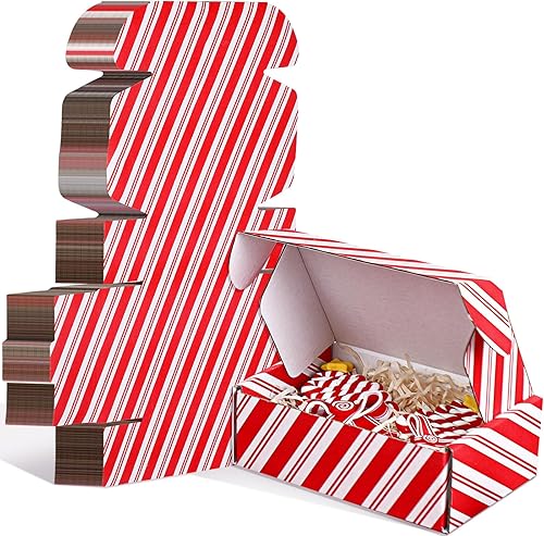24 cajas de regalo de Navidad con tapa de 6 x 4 x 2 pulgadas, cajas de papel de cartón corrugado pequeñas para pequeñas empresas, suministros de