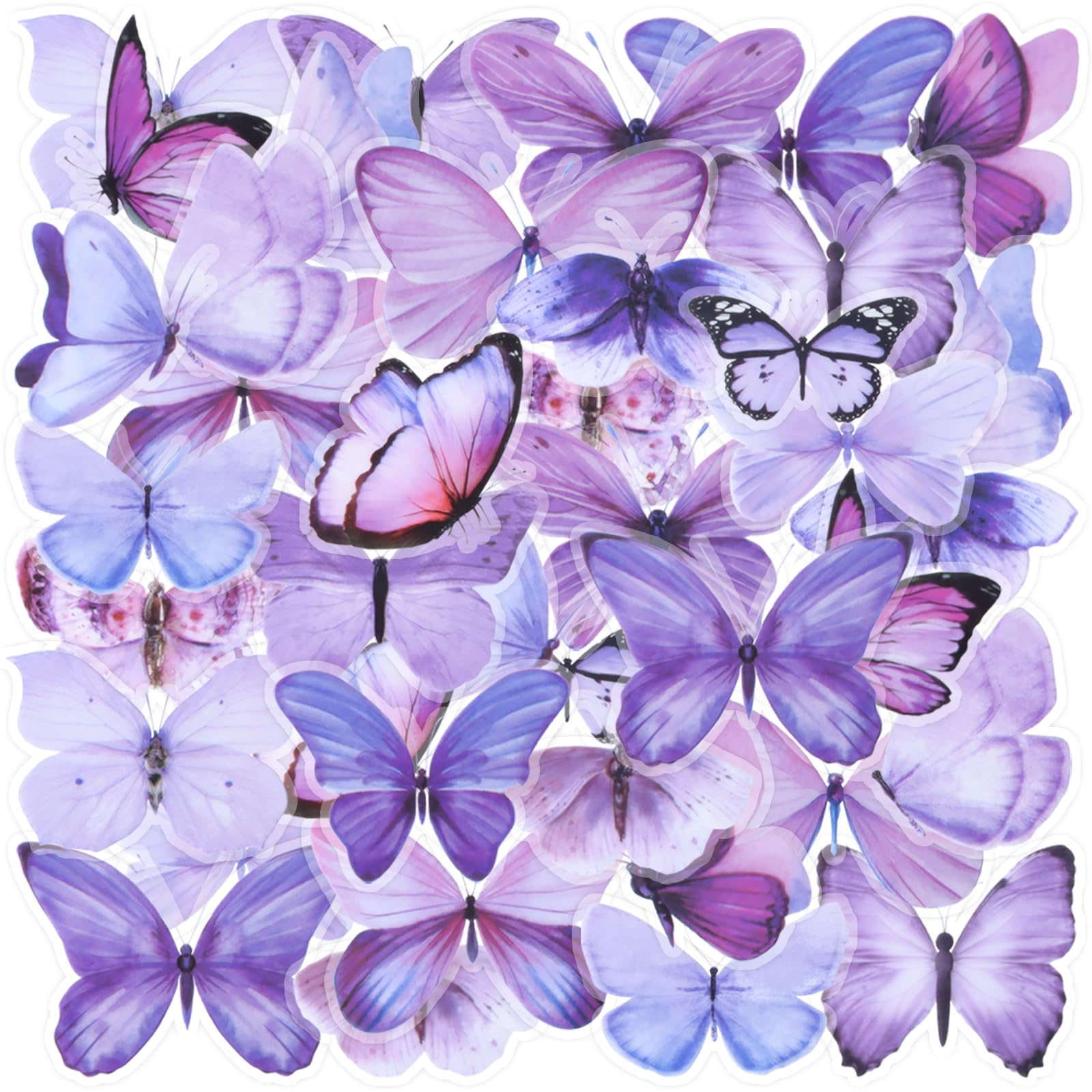 40PCS Purple Butterfly Stickers, Butterfly Stickers Waterproof for Scrapbook Journal Laptop Gift Water Bottle Cell Phone Cases for Adults Kids
