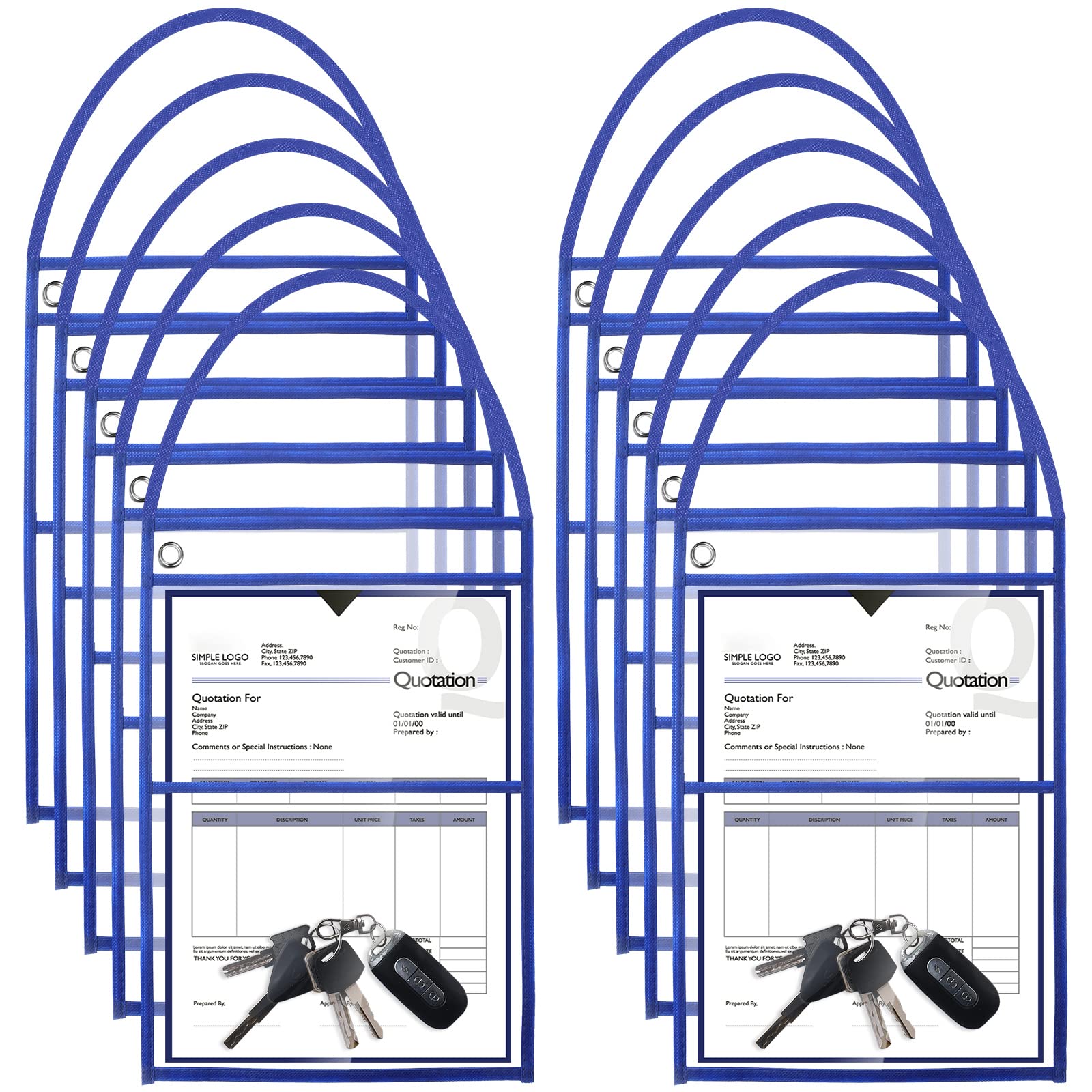 Epakh 30 Pack Shop Ticket Holders 9 x 12 Inch Work Order Plastic Sleeves Job Ticket Holders Dry Erase Repair Order Sleeves with Hanging Strap, Both