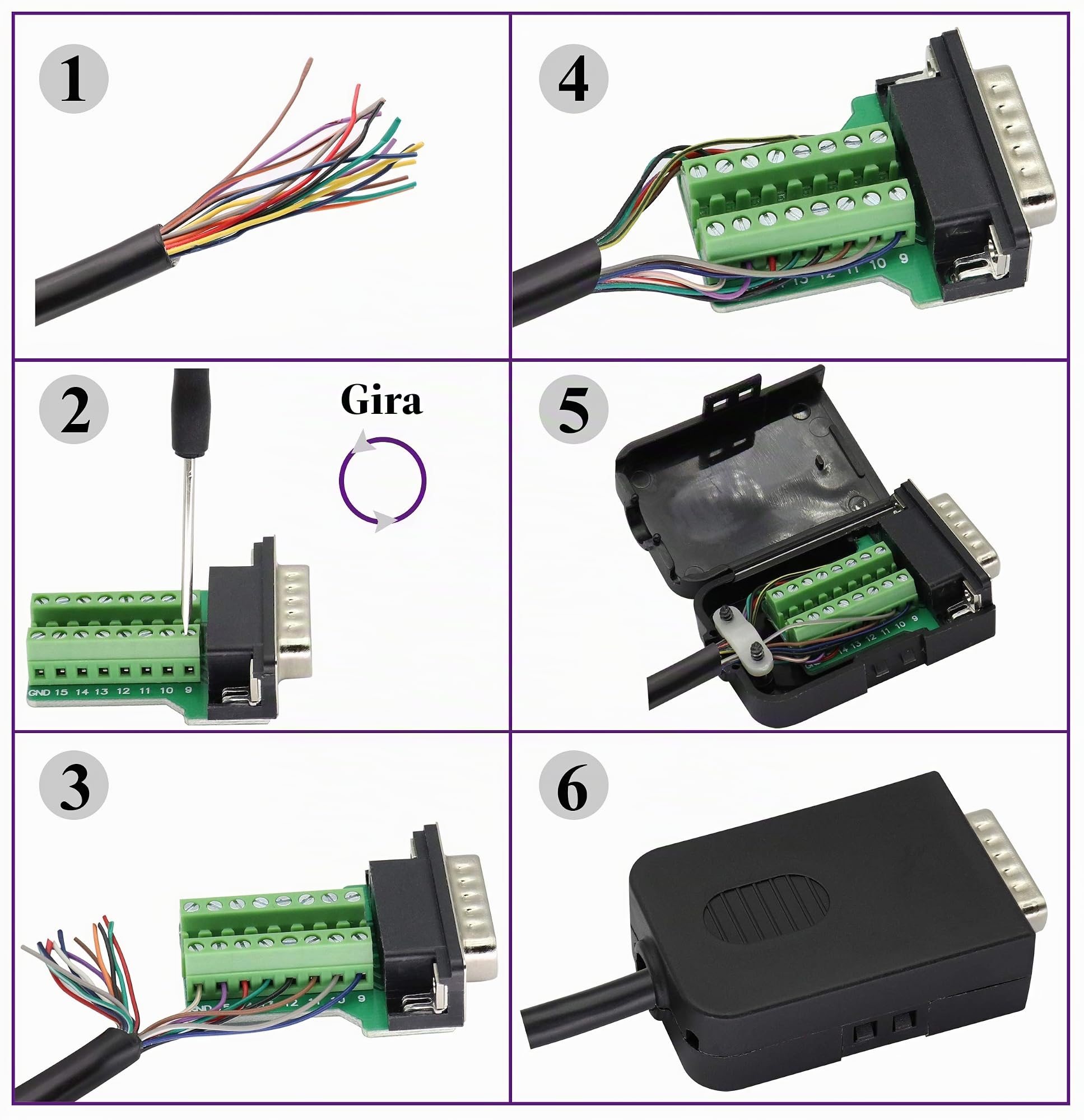 DB15 Vite Morsettiera Adattatore D-SUB 15 Pin 2 File DB15 Maschio a 16 Pin/Vie Femmina Connettore Seriale Breakout Board Modulo di Segnale con Custodia(2 Pezzi/Maschio)
