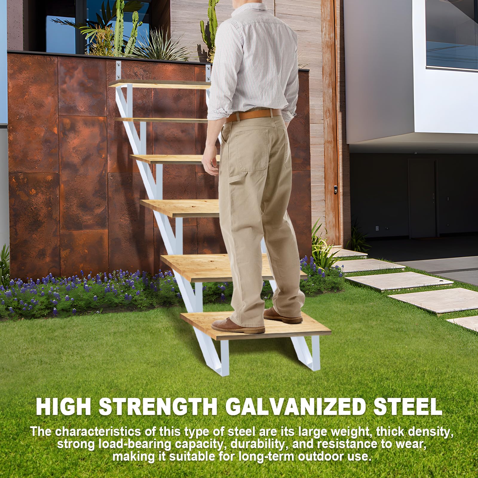 Zwinz Steel Stair Stringer 6 Step, Metal Stair Stringers for