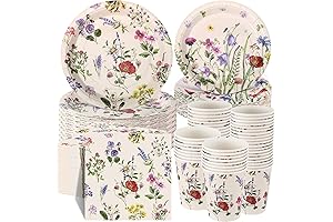 250 Count Vintage Floral Paper Plates and Napkins