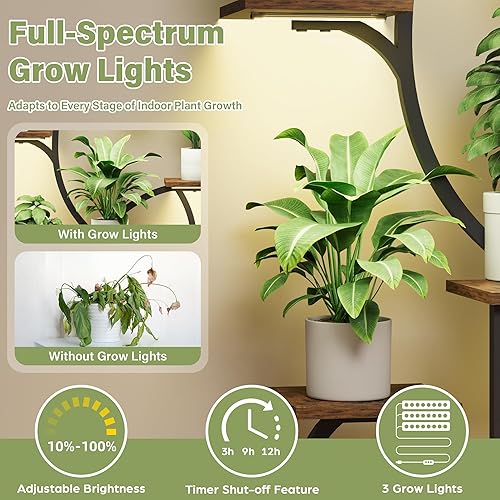 Miniatura 3 de Soporte para plantas de interior con luces de crecimiento, estante esquinero de 6 niveles, soportes de plantas de 47 pulgadas para múltiples