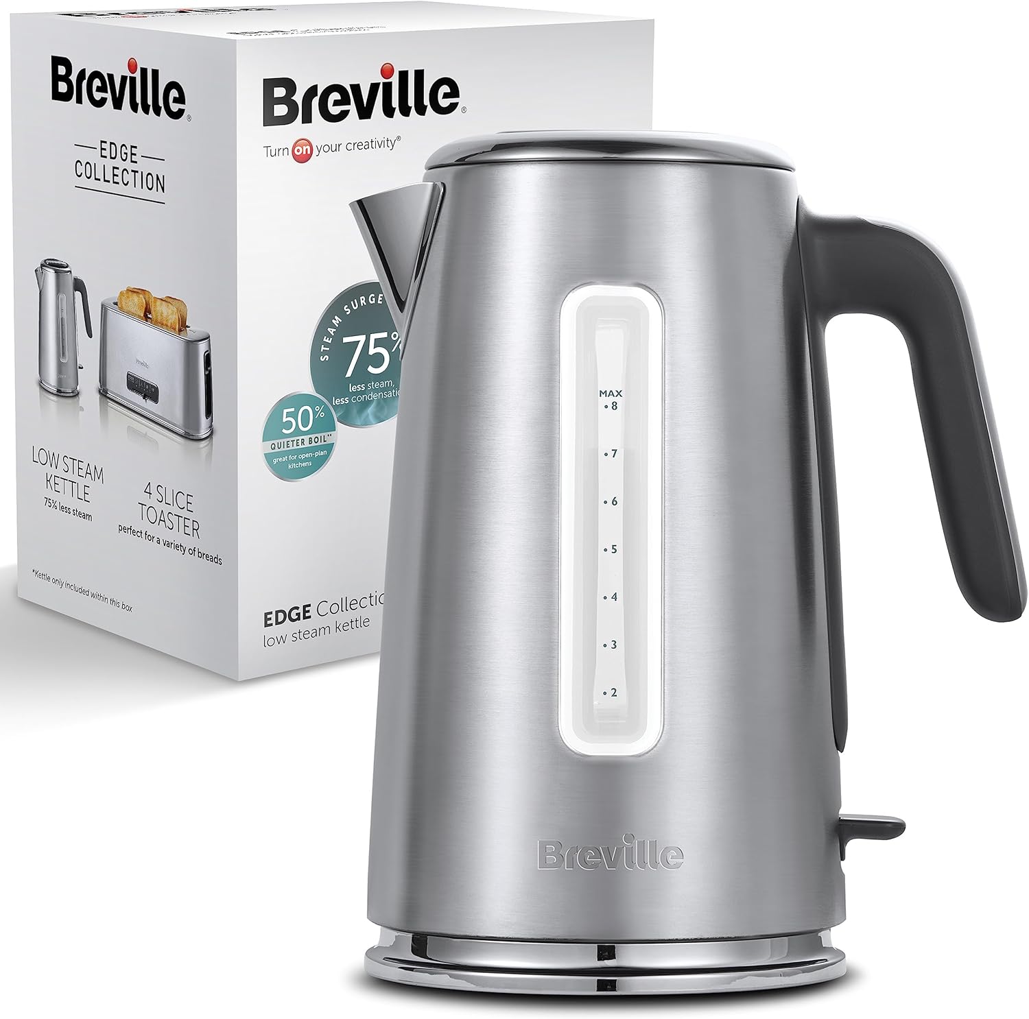 Breville Edge Low Steam Kettle 1.7L 3kW Fast & Quiet Boil Kettle