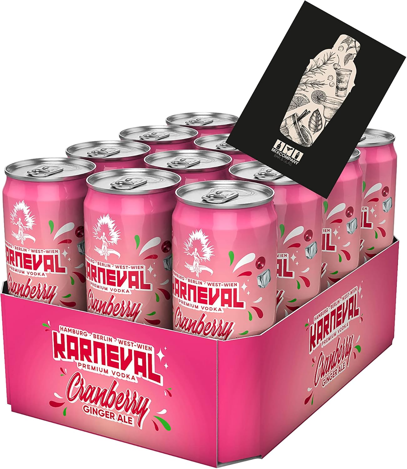 Karneval Vodka 12er Set Cranberry Ginger Ale 12x 0,33L (10 Vol) von