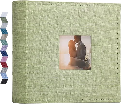 Miniatura 1 de Vienrose Álbum de fotos de 4 x 6 pulgadas, 100 fotos, cubierta de marco de lino con áreas de notas, libro de fotos de gran capacidad, libro de fotos