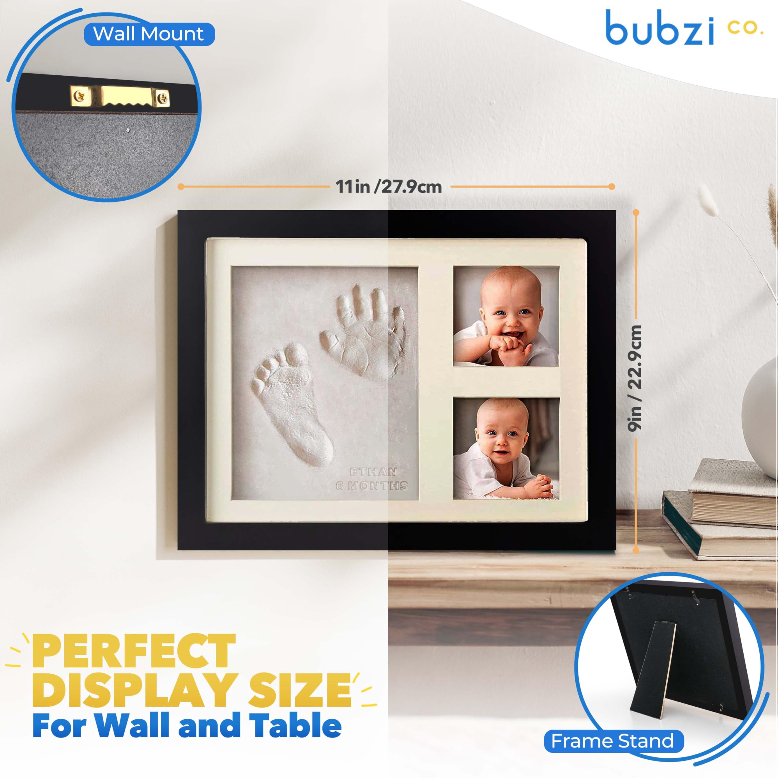 Bubzi Co Kit di creazione di impronte e impronte per neonati e ragazze, regali per neonati (Jet Black)