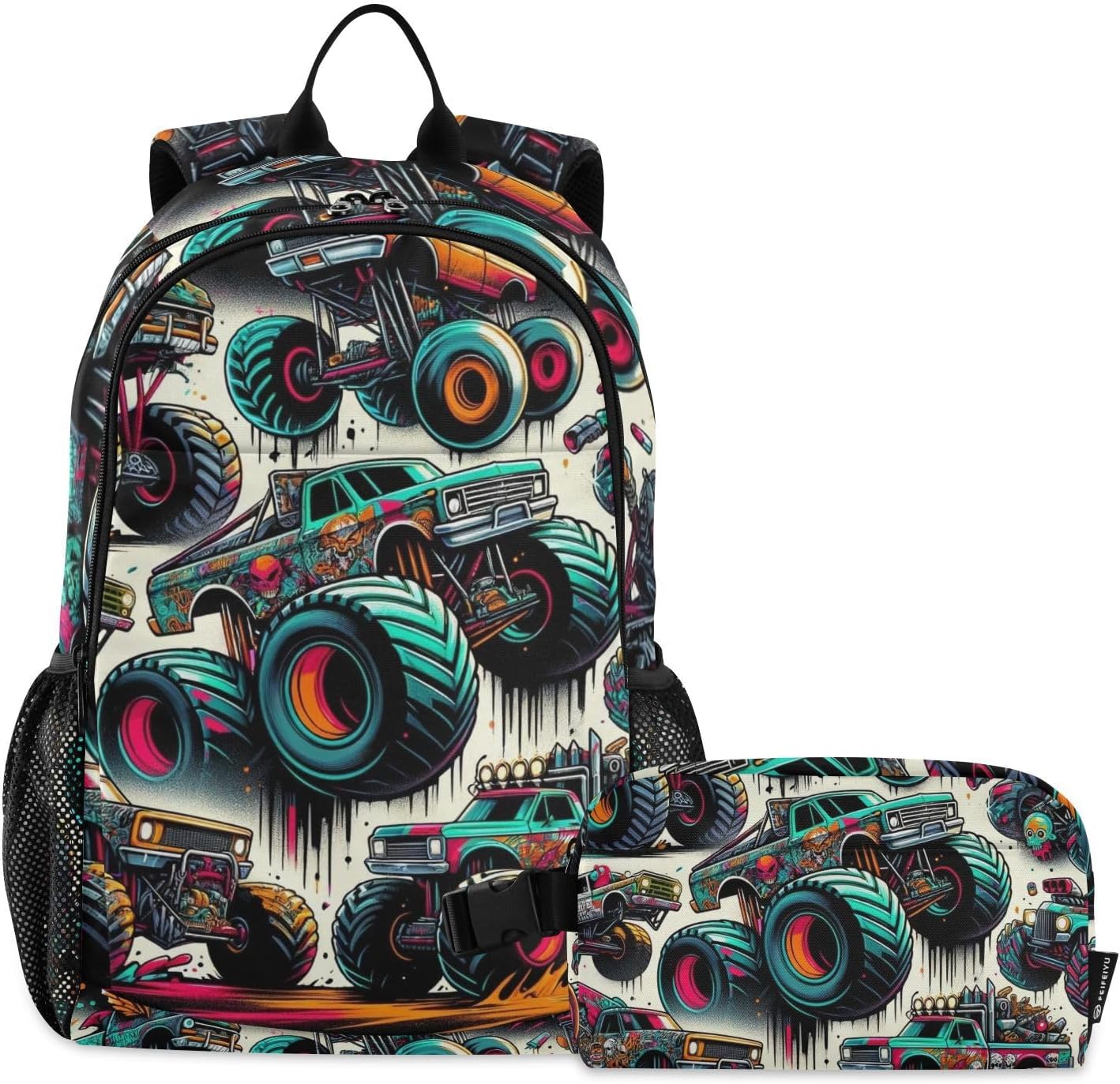 ALAZA Luxury Black & Gold Marble Backpack and Lunch Bag Set for Boys Girls School Bookbag Cooler Kits