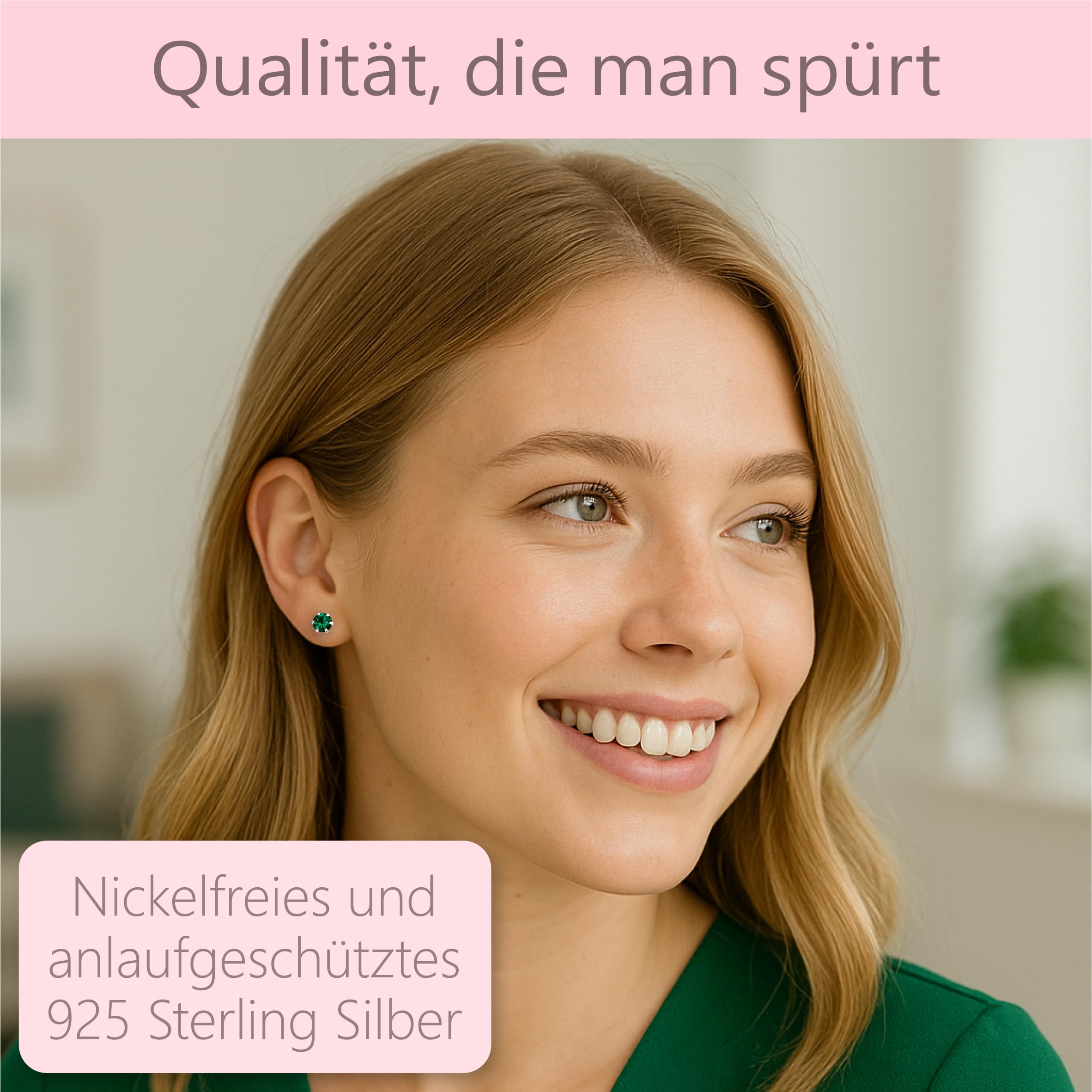Ohrringe Silber 925 für Damen - 5 mm Zirkonia - runde Kristall Ohrstecker