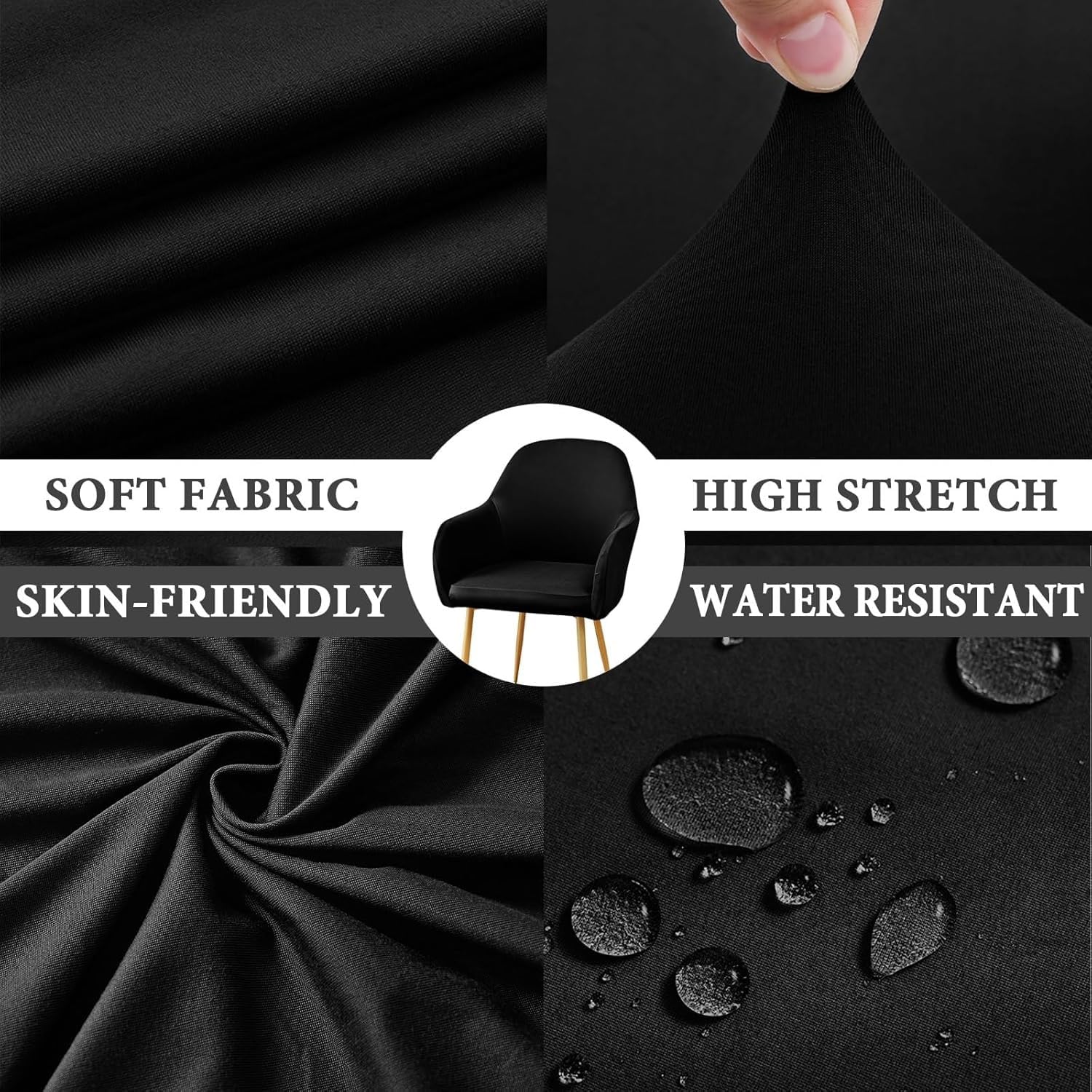 Set di 6 coprisedie elasticizzati rimovibili, per sedie da ufficio e da pranzo, con braccioli, protezioni elastiche per sedia, colore N-crema