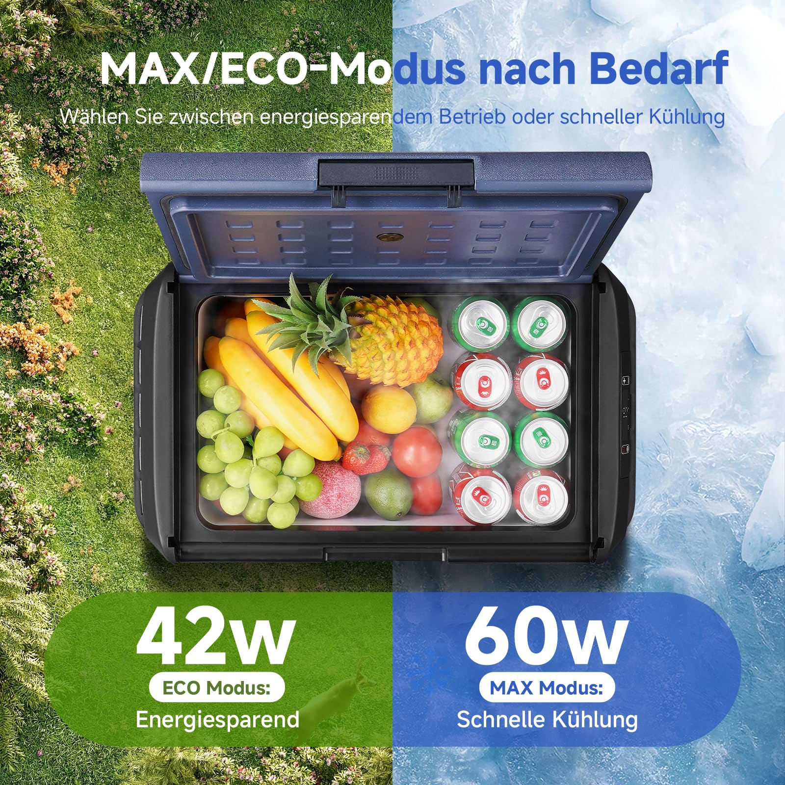 AAOBOSI Kompressor Kühlbox 25L IPX4 Wasserdicht, Innenbeleuchtung, 12V 230V | IPX4 wasserdicht, Kompressor-Kühlbox -20°C bis 20°C, LED Display, 12V 24V 230V AC, für Auto LKW Boot Camping