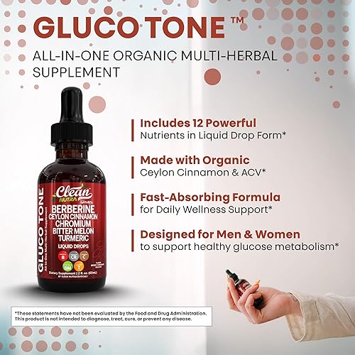 Miniatura 6 de Clean Nutra Berberine con suplemento de canela de Ceilán gotas líquidas + extracto de melón amargo, glucomanano, gimnasia, cromo, cúrcuma, panax