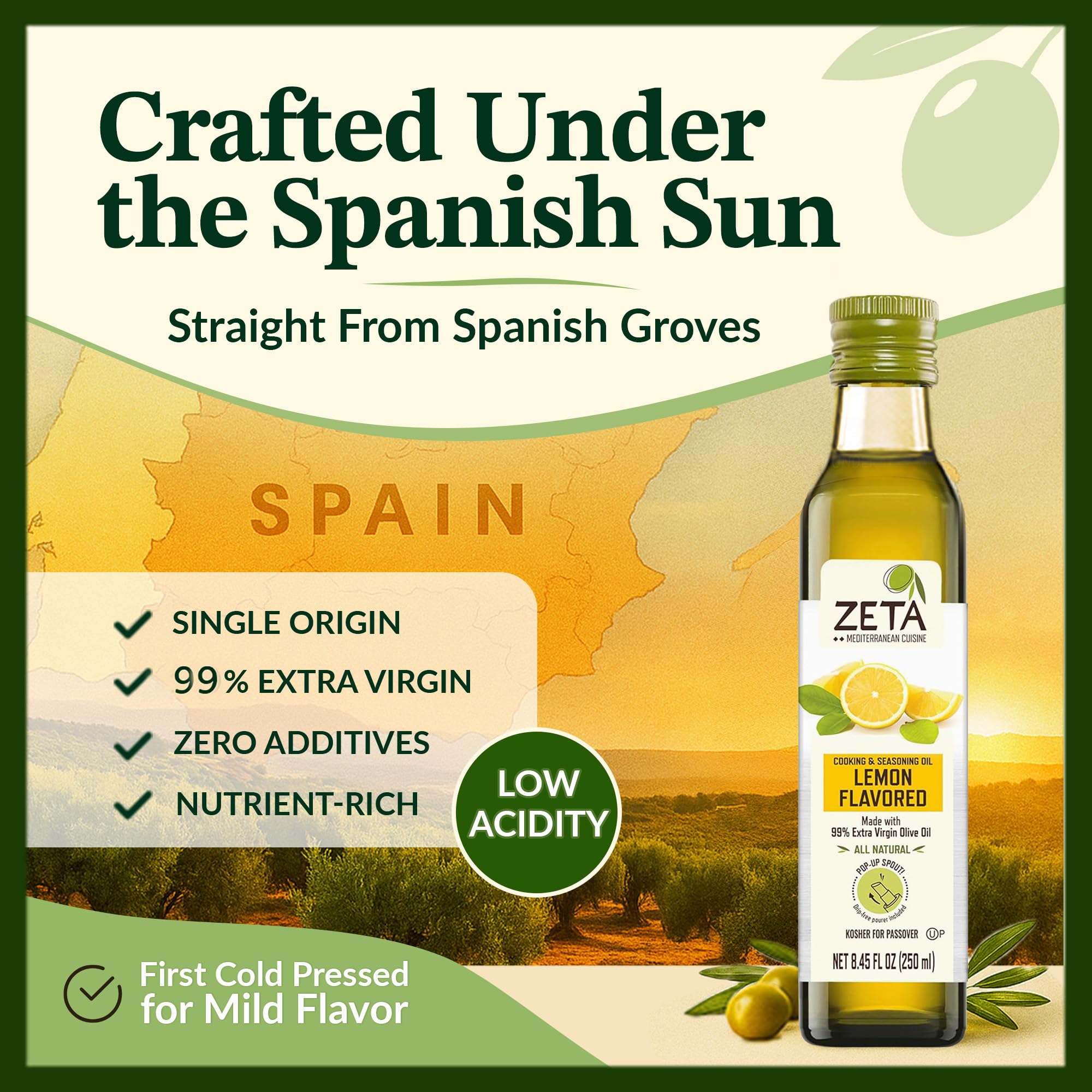 Amazon.com : Zeta Extra Virgin Olive Oil with Lemon 8.5fl oz. Pack