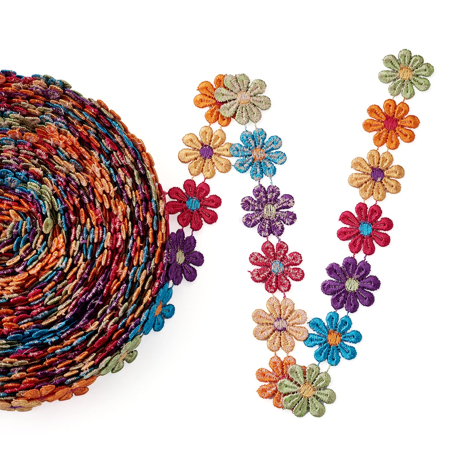 Amazon | 1巻入り 幅25mm カラフル 花柄 レースリボン 刺繍リボン 