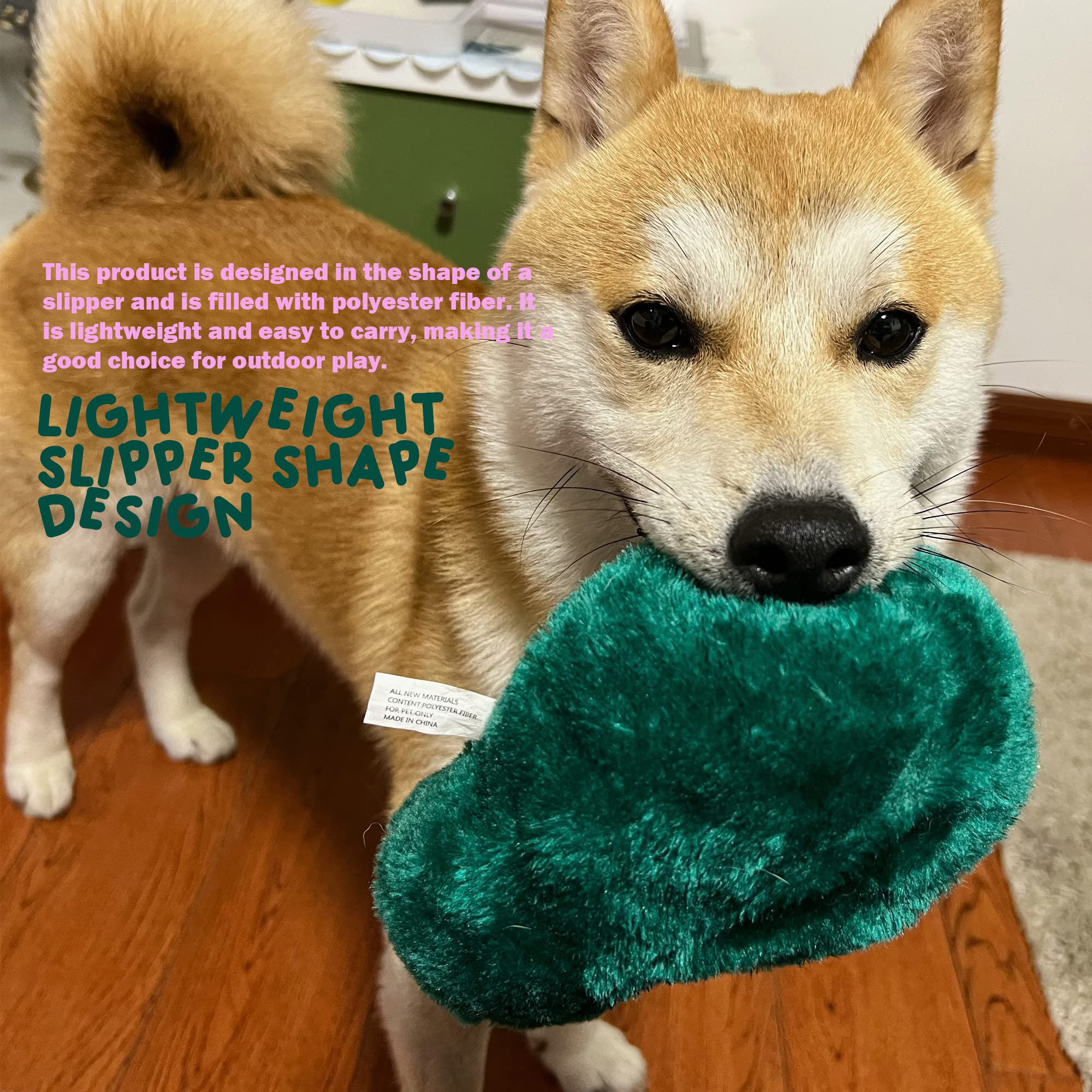 Juguetes chirriantes para perros, juguetes masticables duraderos para perros al aire libre, juguetes interactivos de peluche para perros pequeños y medianos, diseño en forma de pantufla