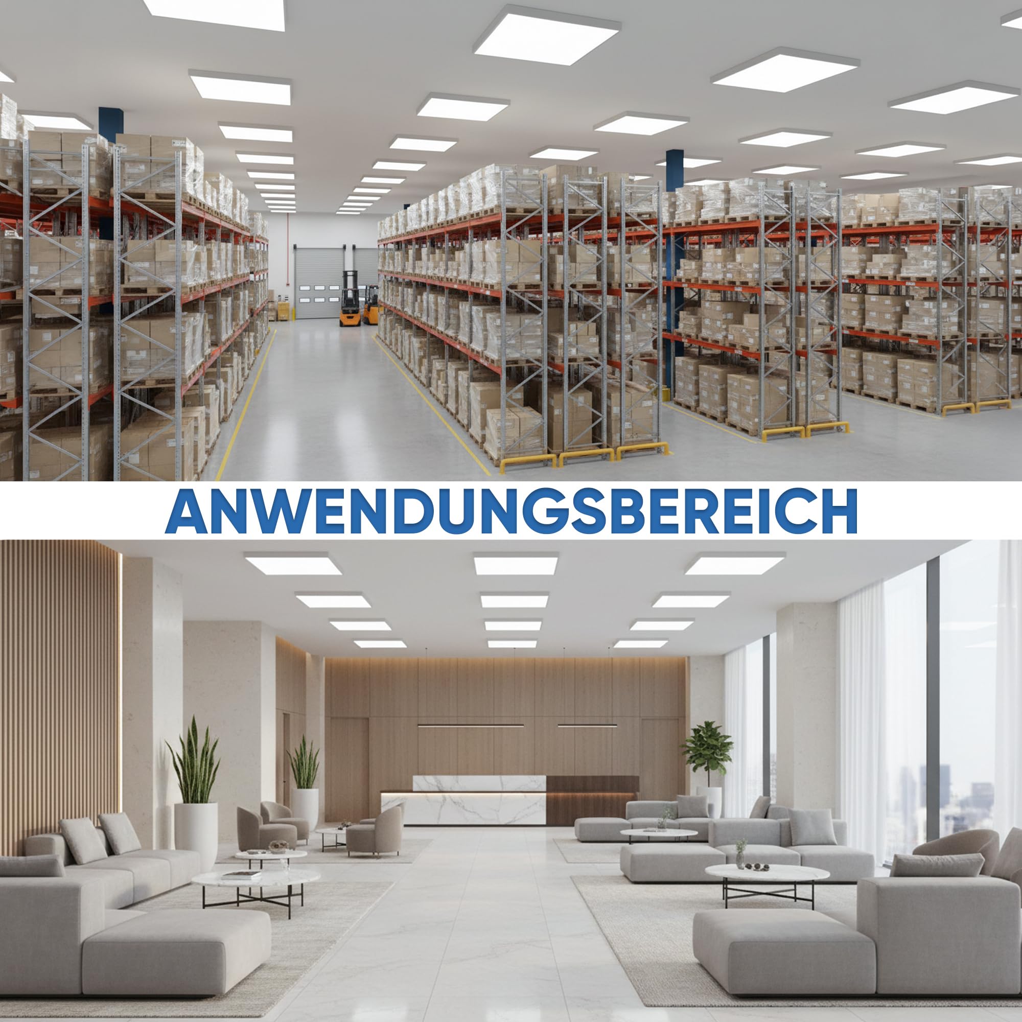 LECOM 6x LED Panel 62x62 Neutralweiß 4250lm 25W Energieeffizient Aufputz | Energieeffiziente, helle LED Deckenleuchte. LED Aufbaupanel mit Rahmen für glatte Decken in Büros, Kanzleien und Praxen.
