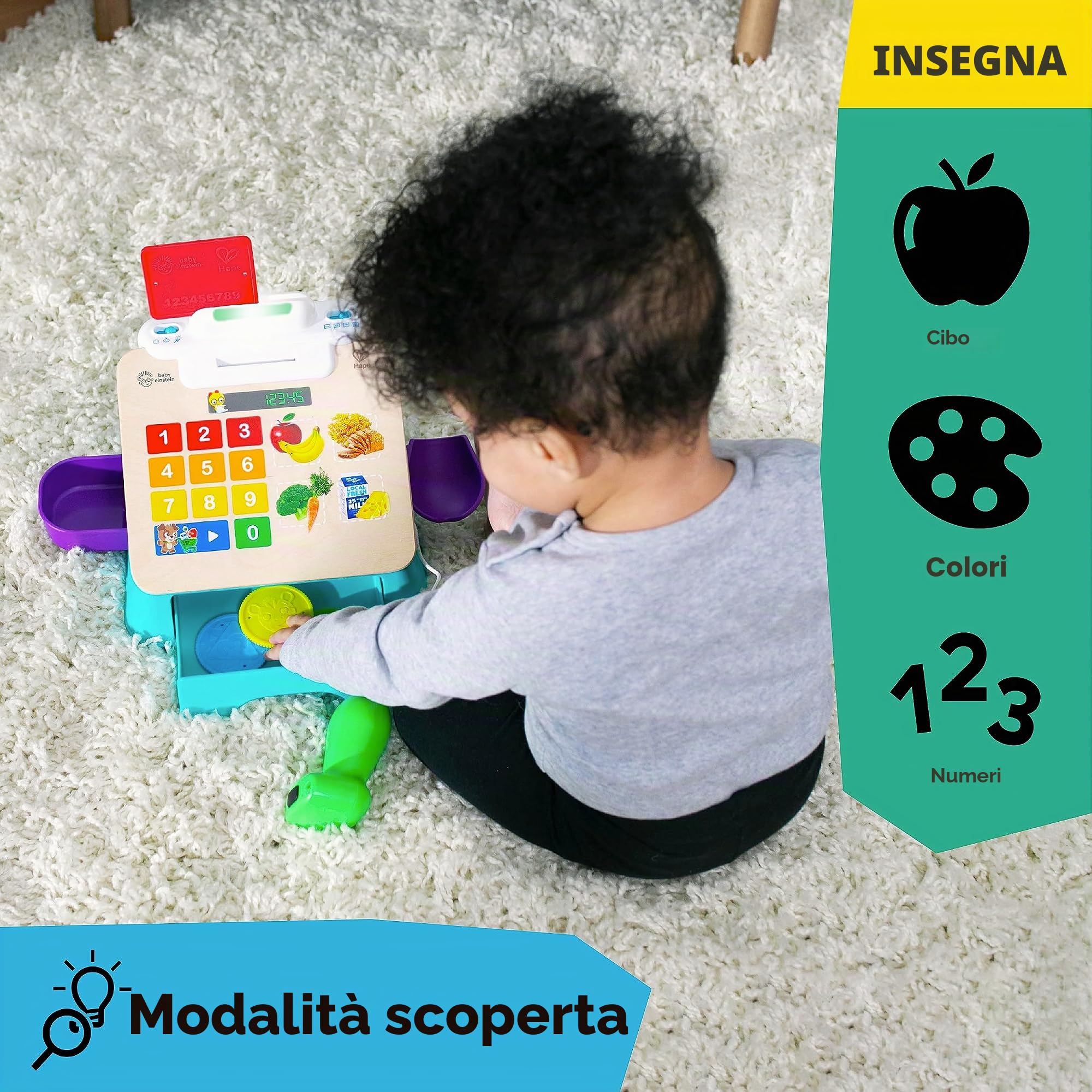Baby Einstein, Hape Magic Touch Registratore di Cassa Fai Finta di Controllare Il Giocattolo, con Suoni e Musica Reali, dai 9 Mesi in su