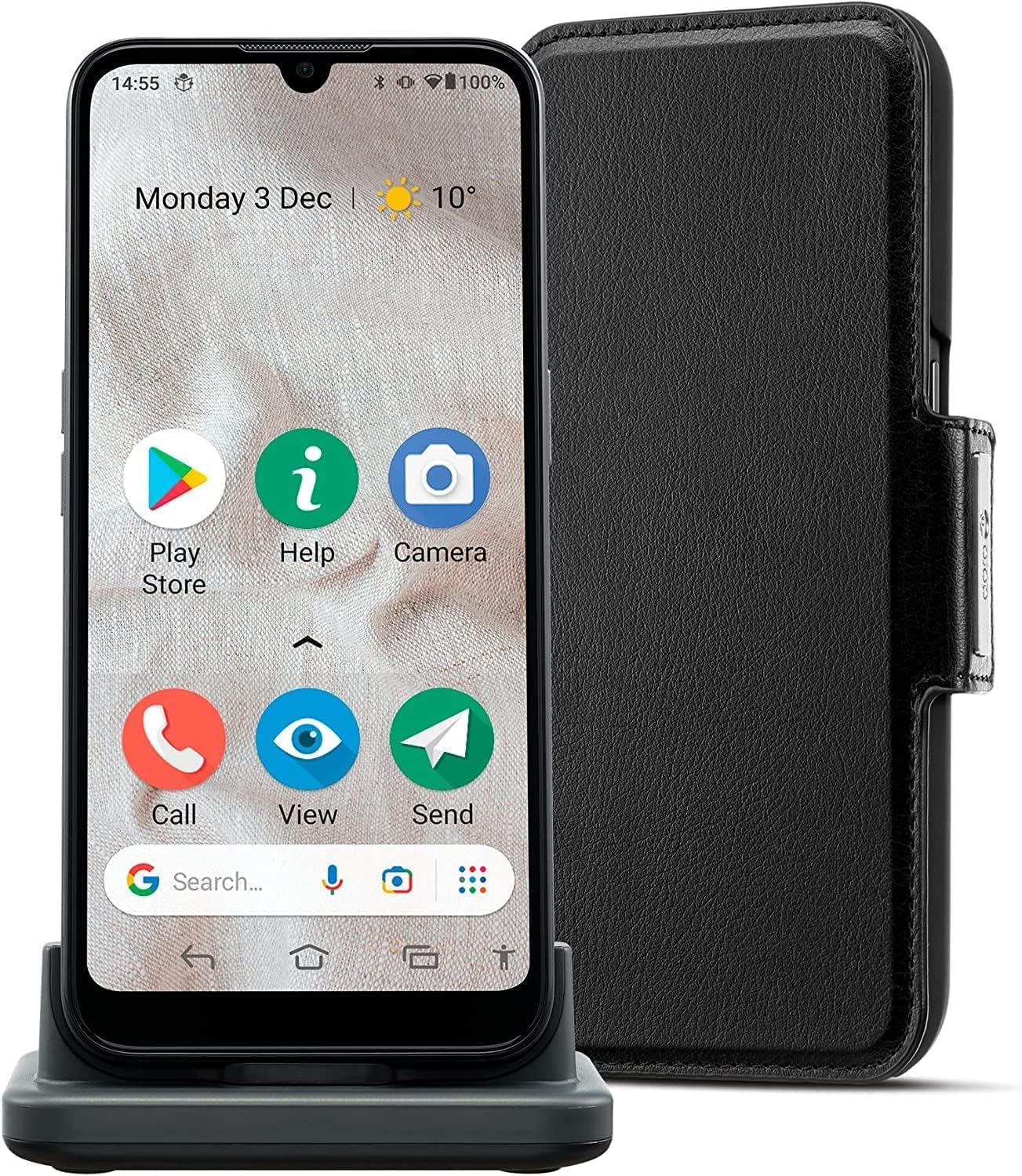 Doro 8100 Plus 4G Smartphone Android Seniores - Teléfono Móvil para Mayores - Fácil - Resistente al Agua - Triple Cámara 13MP - Pantalla 6.1" - Botón SOS - GPS - 2GB +32GB - Base Carga - Funda