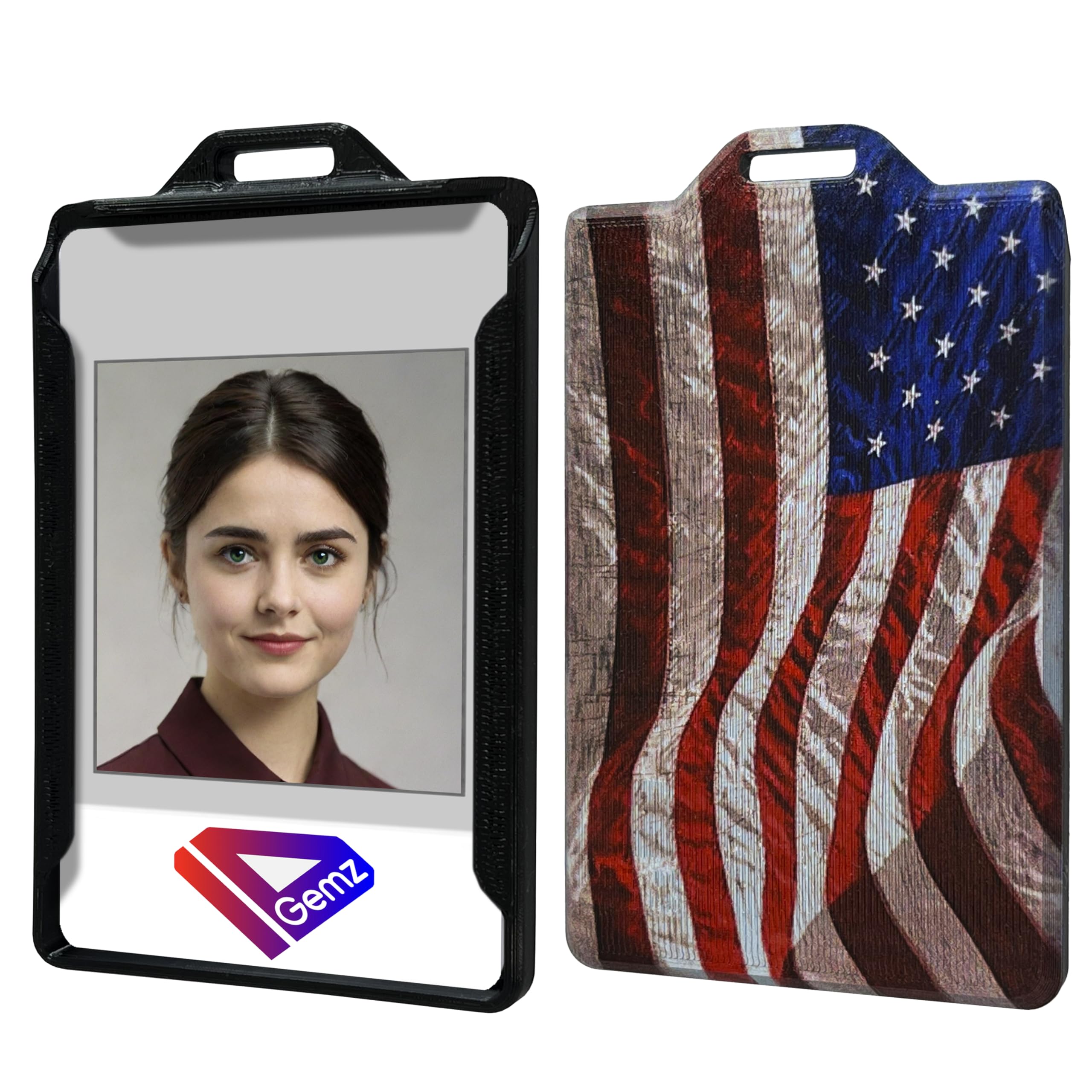 Badge Holder for up to 3 Badges - Made in USA! (American Flag on Black)
