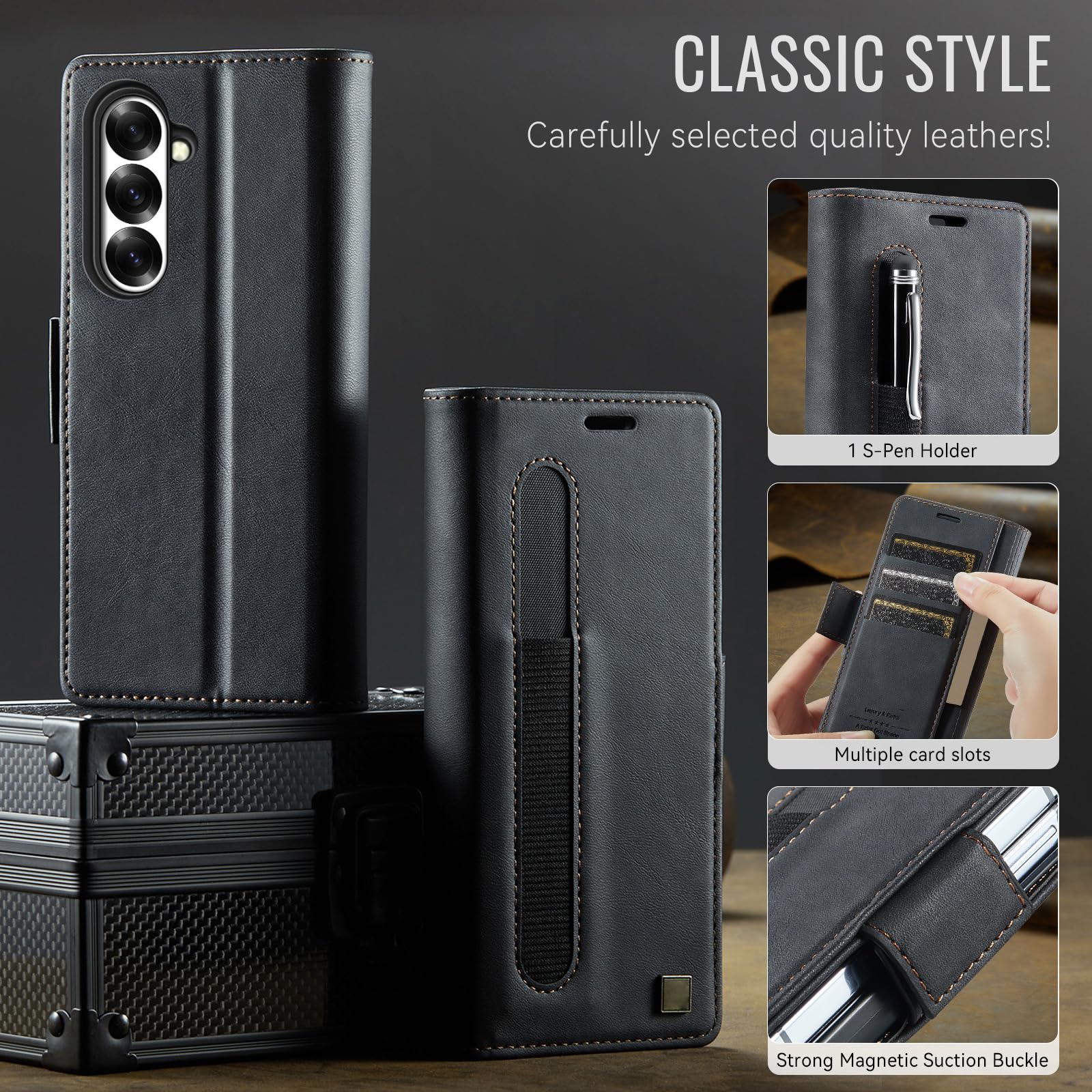 Cover Per Samsung Galaxy Z Fold 8 Ultra, Portafoglio Custodia in Pelle | Con Supporto S Pen Staffa Anticaduta Protezione Completa Chiusura Magnetica Guscio,Blu,Fold 8 Ultra