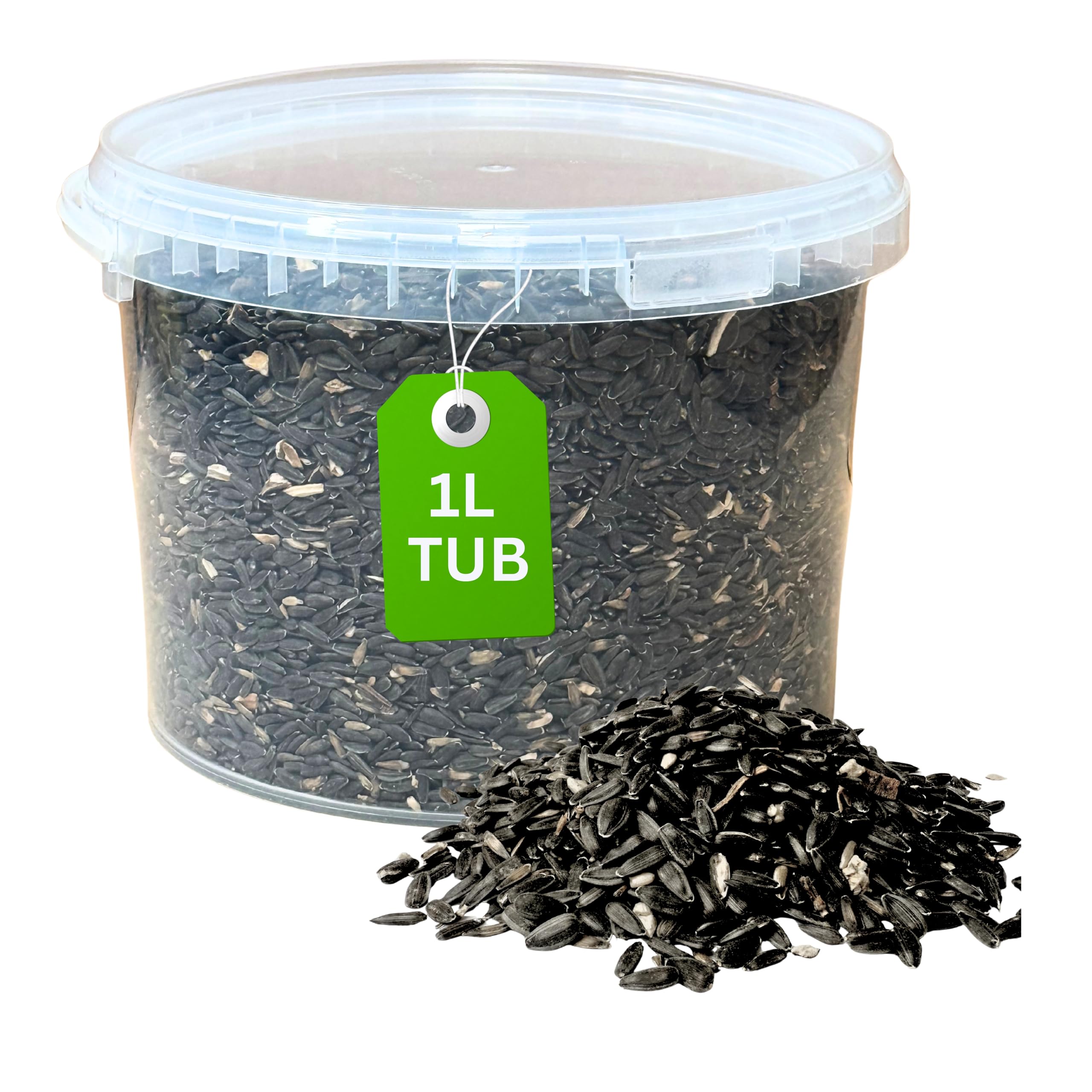Premium Black Sunflower Seed Wild Bird Food, Seeds Food for All Species, Natural High Energy Feed, No Mess Bird Food for All Birds (1L Tub, Black Sunflower Seed) — image 1