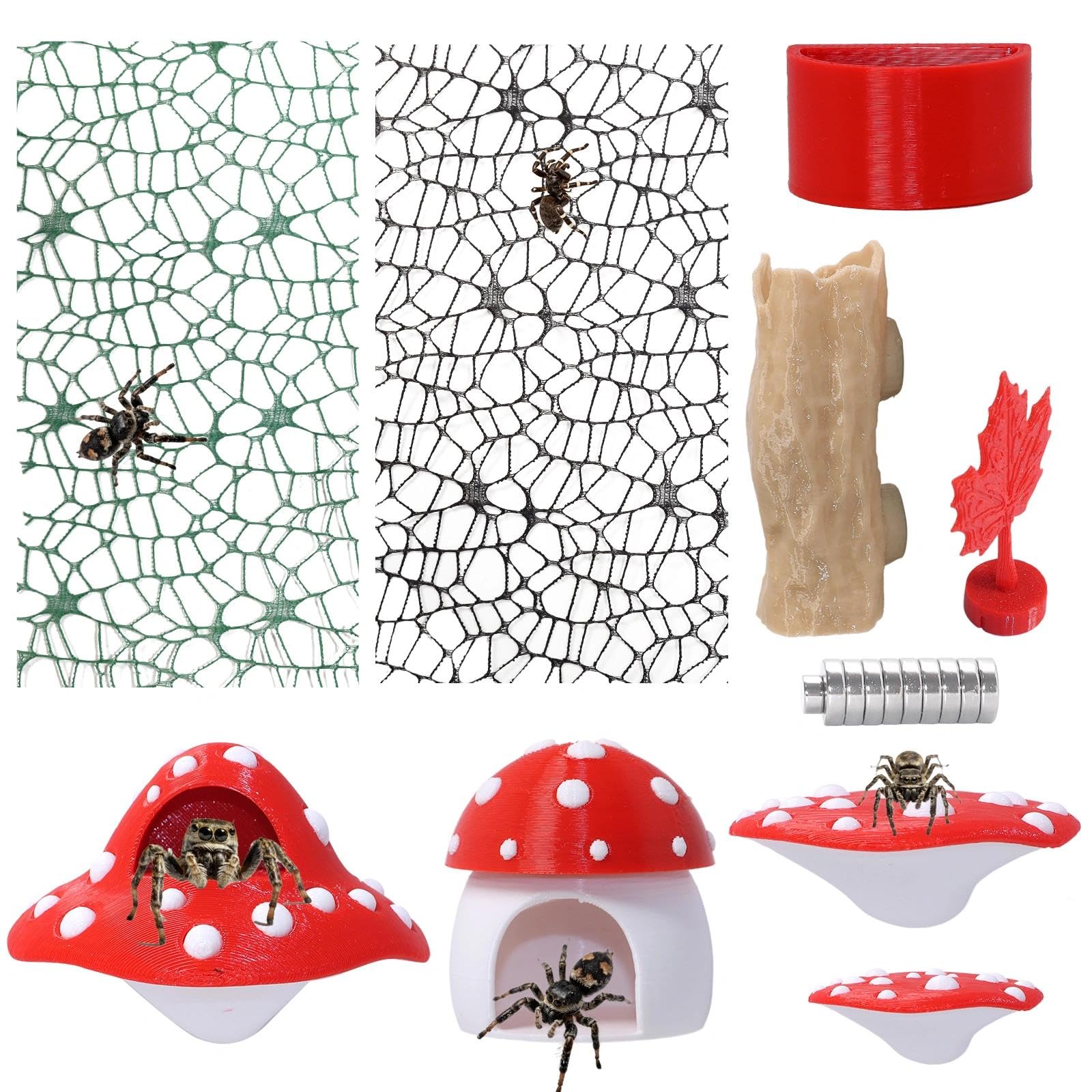 9 Pcs 3D Jumping Spider Enclosure Accessories Set, Jumping Spider Platforms