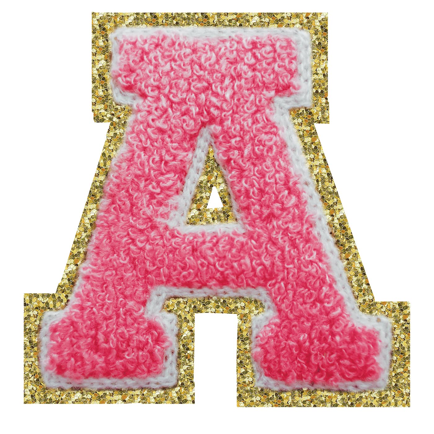 Letter Patches Iron on 3Pcs Chenille Letters for Jackets 3.2inch Varsity Letters Patches Letterman Glitter Patches Iron on Letter Rose A