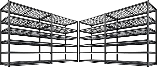 Miniatura 14 de REIBII Estantería de garaje 3500LBS, estantes de almacenamiento de 6 niveles, estante ajustable resistente para cargas pesadas, estante de metal