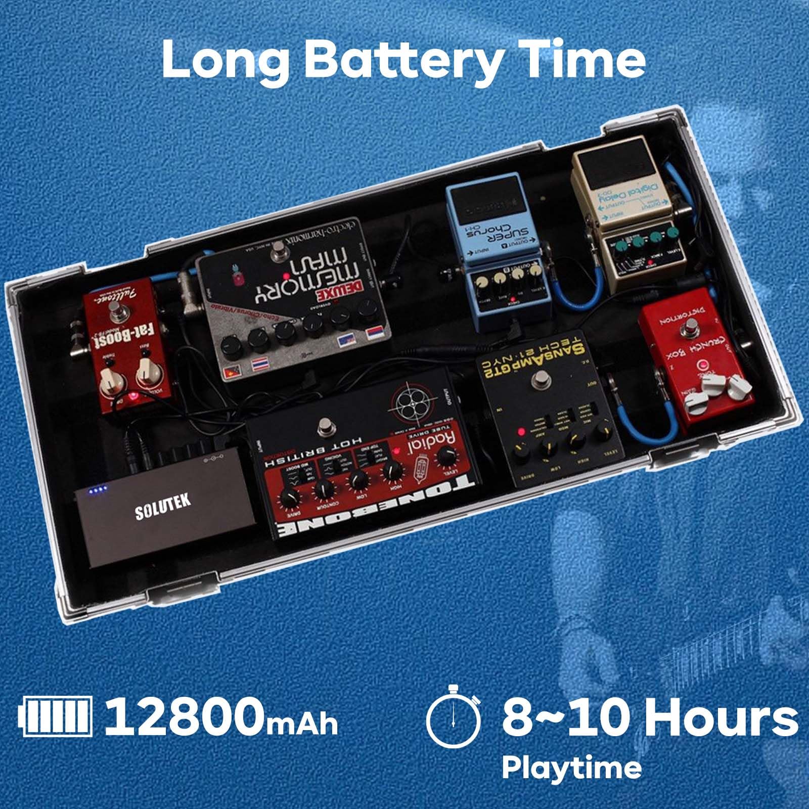 Fuente de alimentación de pedal de guitarra recargable 12800 10 salidas de alta corriente 2000 mA 9 V 12 V 18 V 5 V para pedal, tambor electrónico, teclado, mezclador... | Conveniente potencia