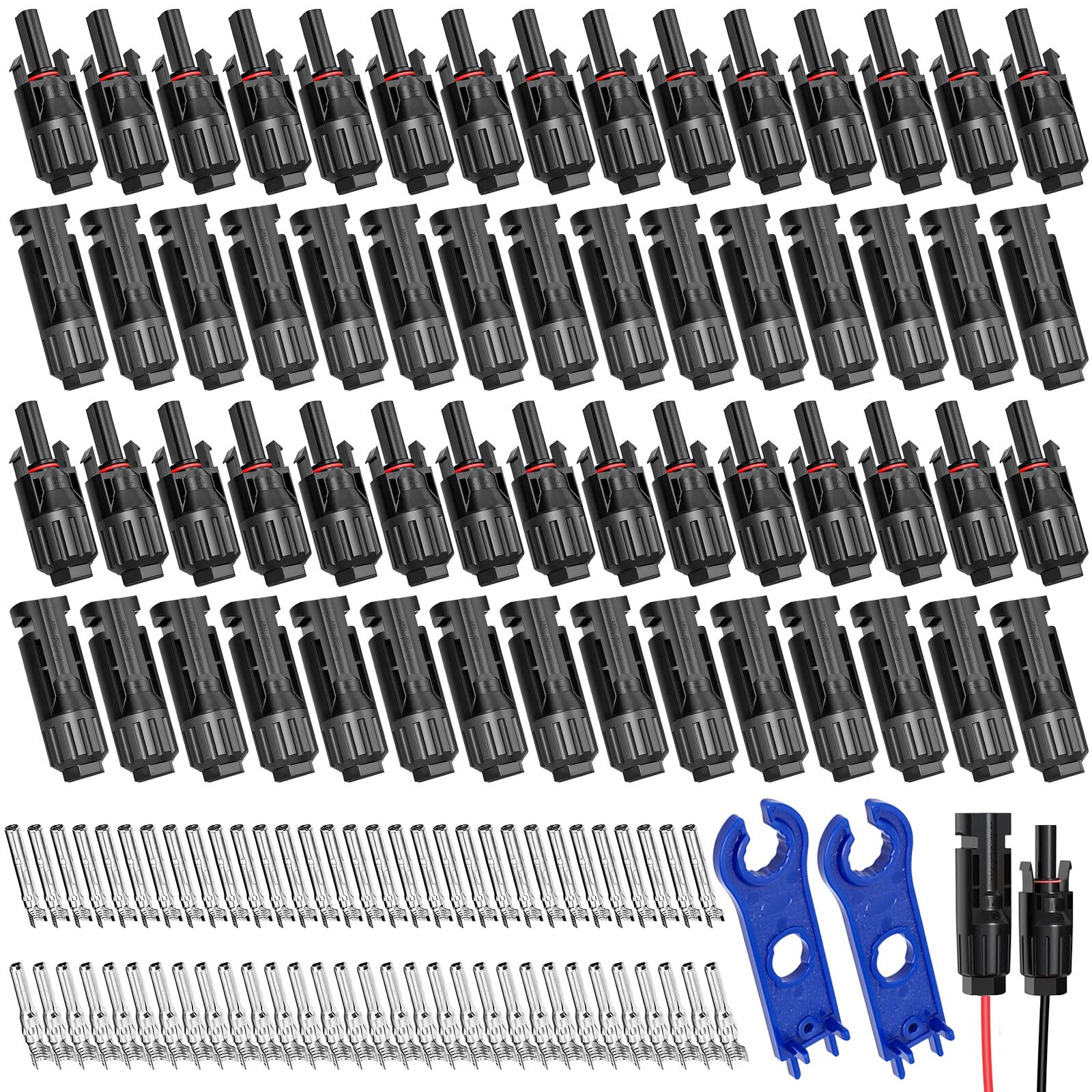 30 Paar MC4 Solarstecker Set - IP67 Wasserdicht Für Solaranlagen Mit Montagewerkzeug