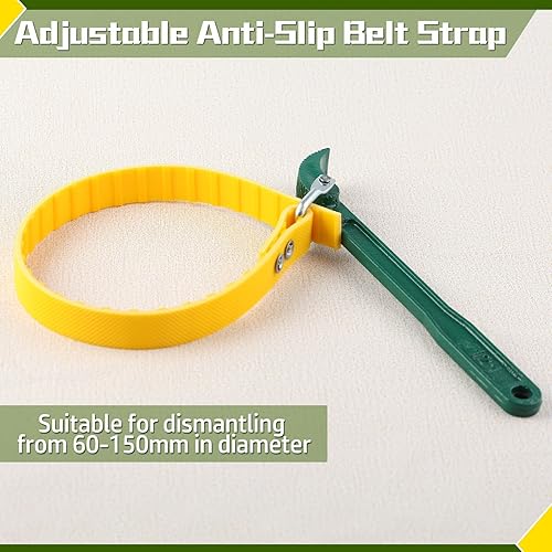 Miniatura 6 de SPEEDWOX Llave de correa de cinturón de 12 pulgadas, juego de llaves de filtro de aceite, herramienta removedor de filtro de aceite, llave de correa