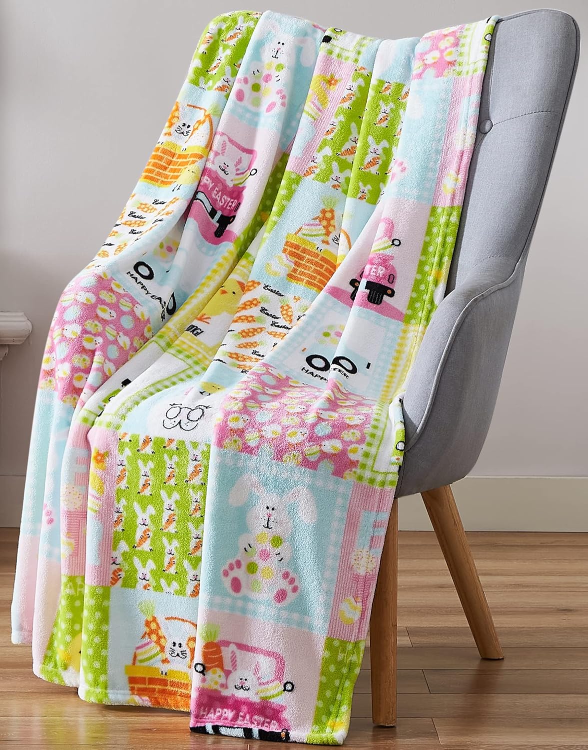 Butterfly Fleece Throw Blankets: Pastel Colored Butterflies in Green Purple and Blue on White Background, Soft Plush Accent for Sofa Couch Chair Bed Dorm or Travel, 50" x 60"