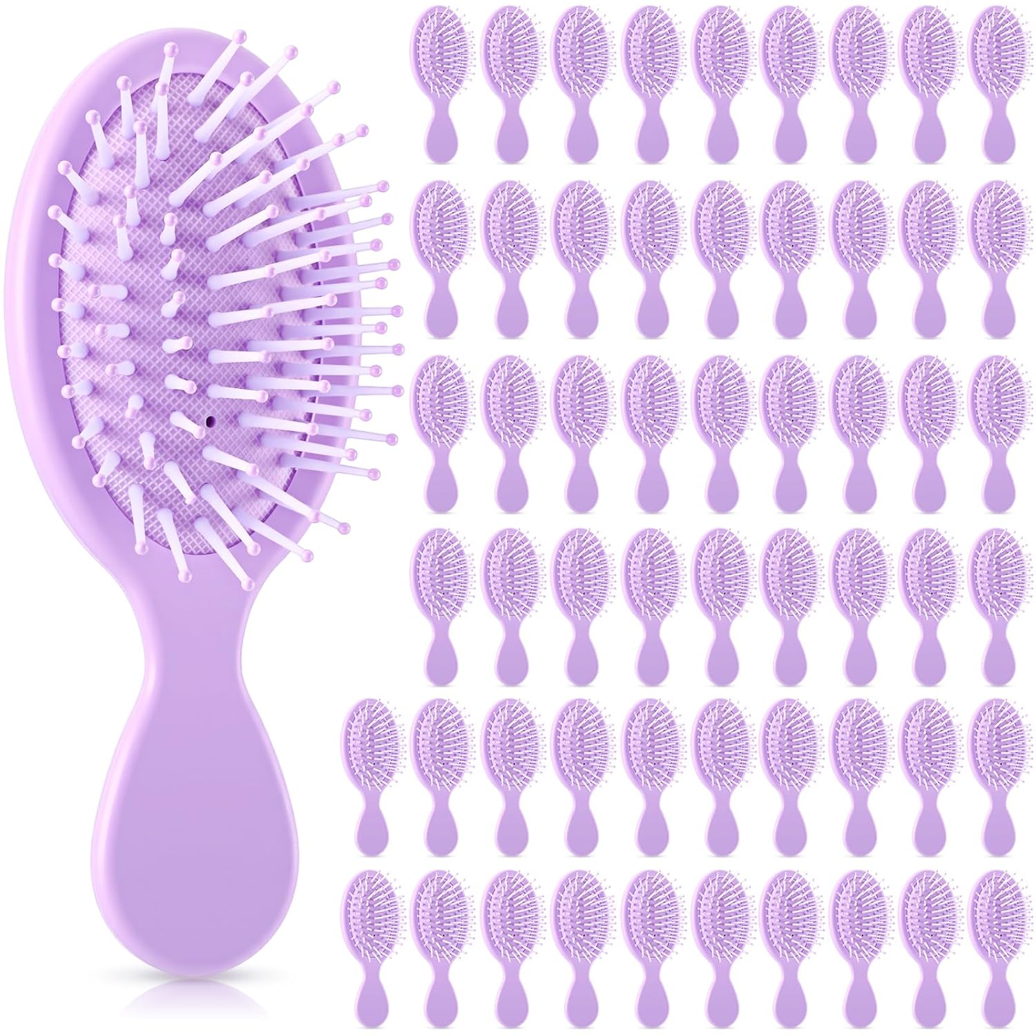 60 Pcs Mini Hair Brushes Bulk Soft Bristles Adds Shine Scalp Massage and Detangling Travel Dry Wet Hair Combing for Women Spa Party Favors(Purple) - Image 1 of 7